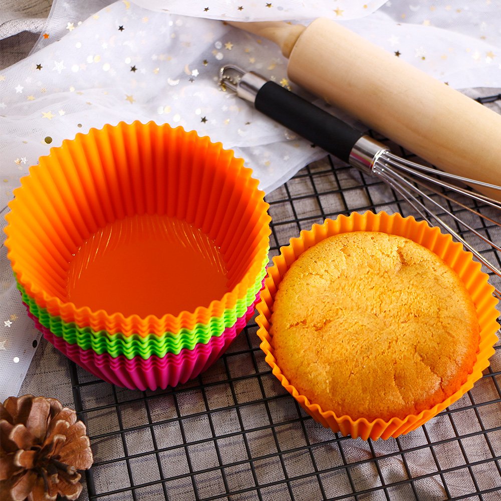Webake Silicone Baking Cups 4.3 Inch Jumbo Reusable Cupcake Liners, Giant Cupcake Mold Non-Stick Extra Large Muffin Pans Big Cup