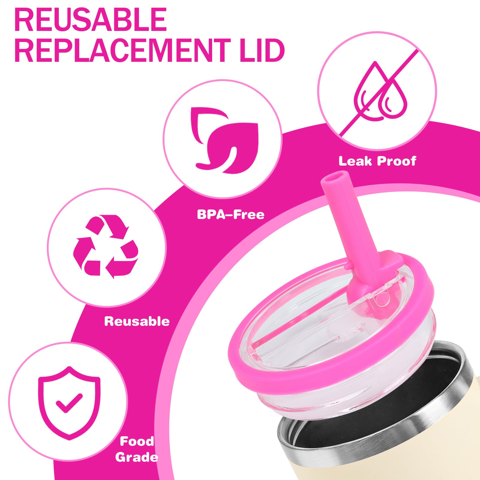 30 Oz Replacement Lid For Stanley Quencher Tumbler Flip Straw, 2 Pcs Spill Proof Lid Accessories Fit For Stanley With Handle, Le