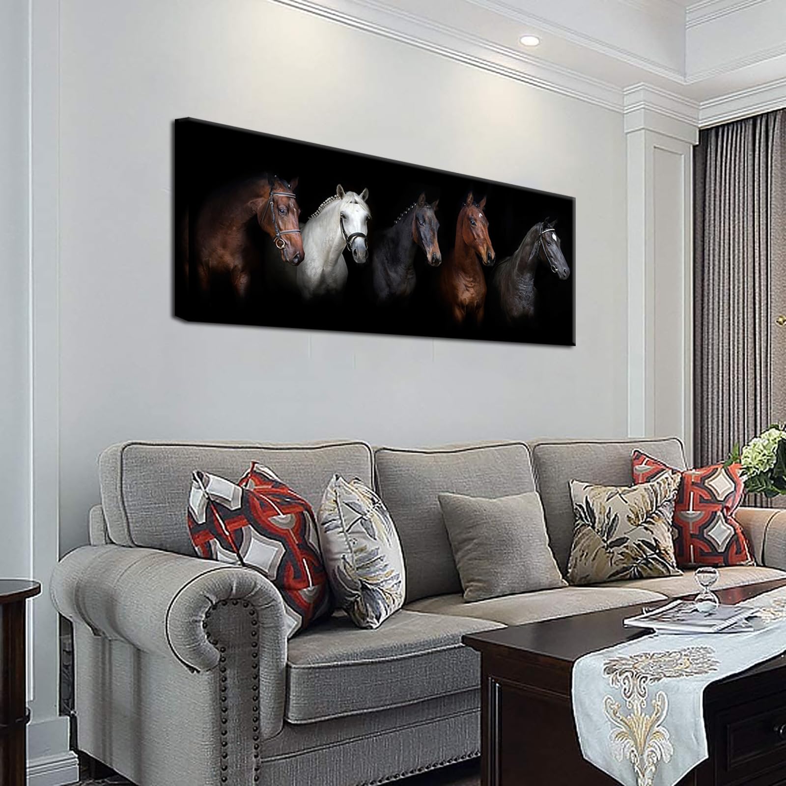 Large Animal Canvas Wall Art Black And White Horse Picture Prints Inspirational Horses Wall Decor Living Room Modern Artwork Hom