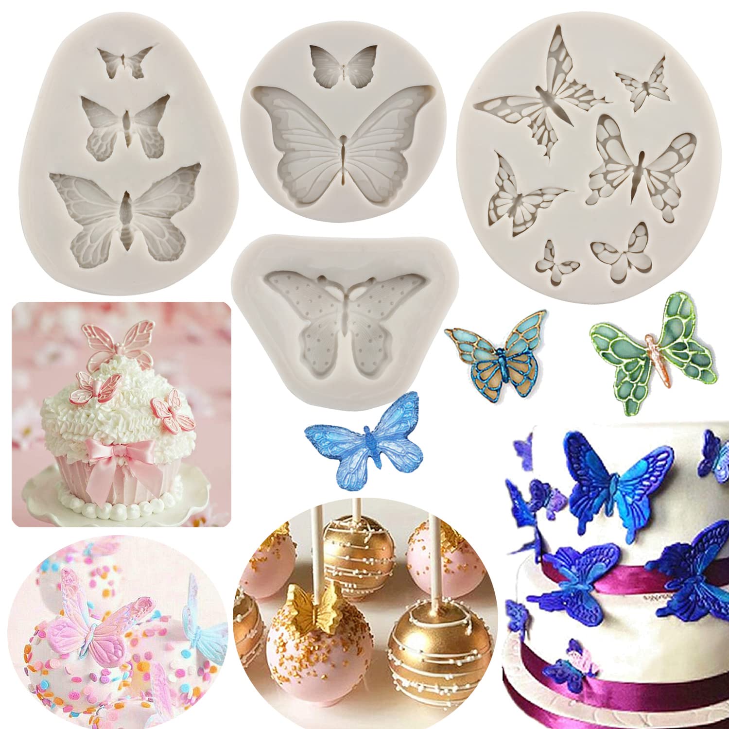 Sijiangmold Butterfly Fondant Molds Butterfly Silicone Mold For Cake Decorating Candy Chocolate Gum Paste Crafting Polymer Clay