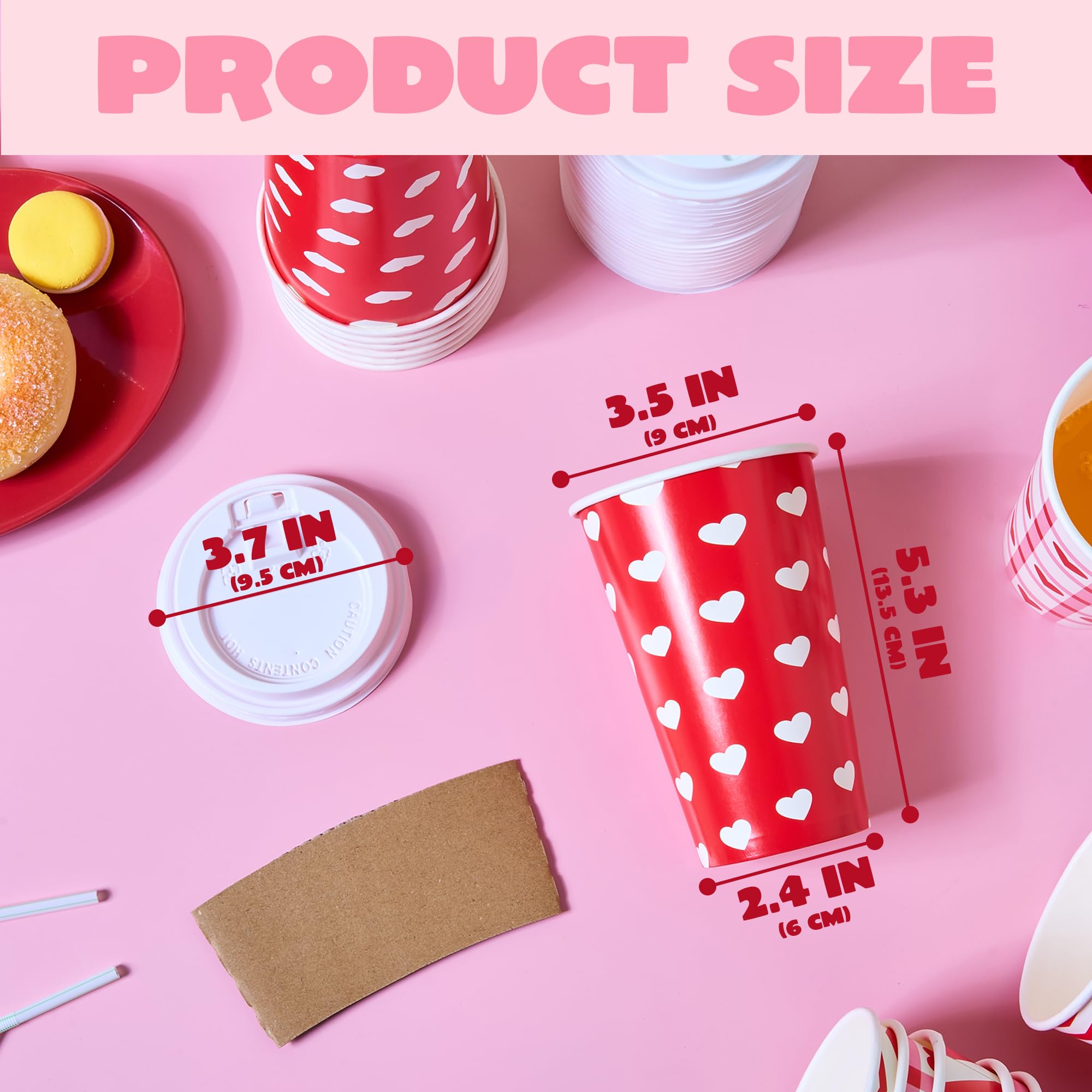 Joyin 24Pcs Valentine'S Day Disposable Cups With Cup Sleeve And Lid For Kids Party Favors, Classroom Exchange Prizes, Valentines