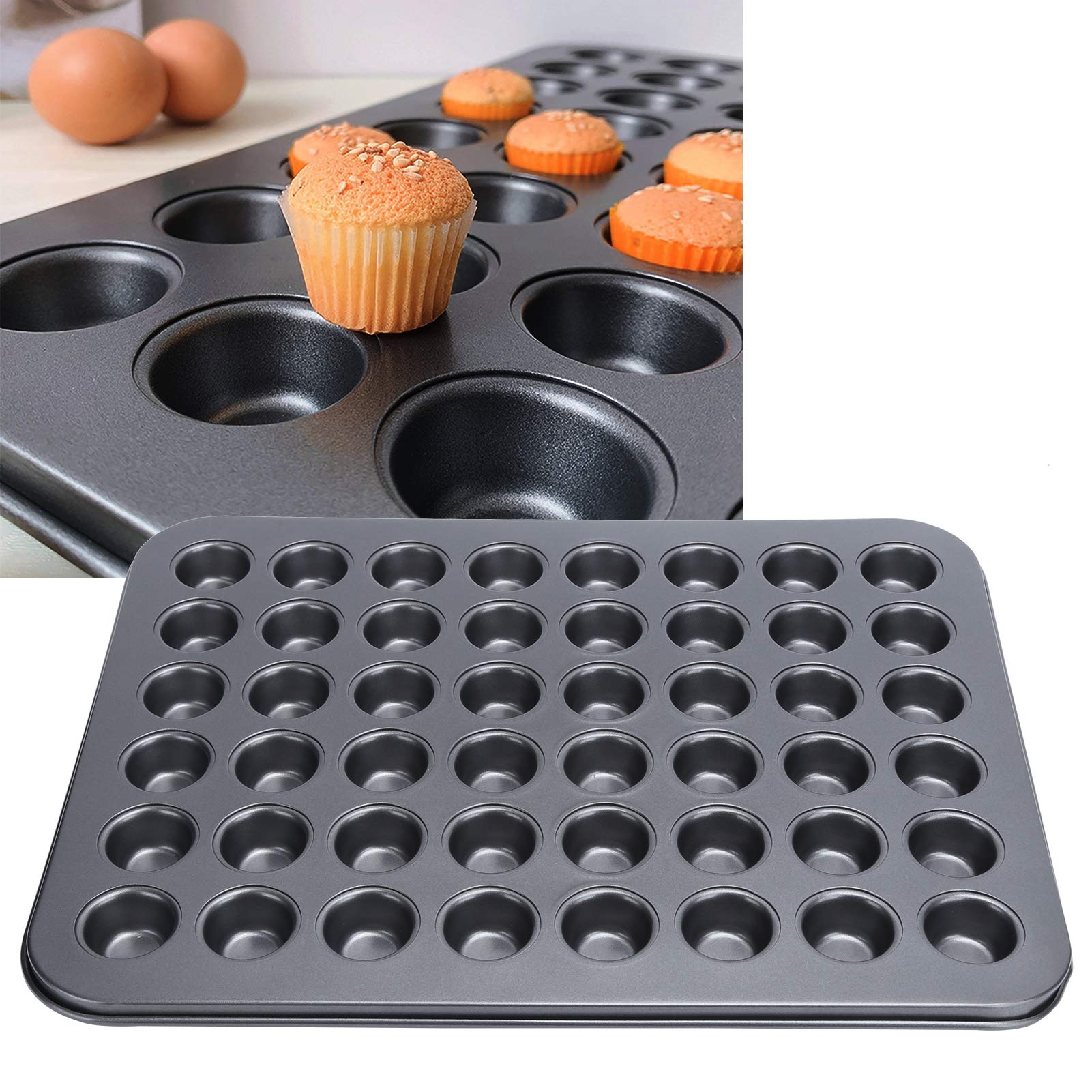 AUNMAS 48-Cup Nonstick Muffin Baking Pan - Mini Round Cupcake Bakeware, Durable & Easy to Clean