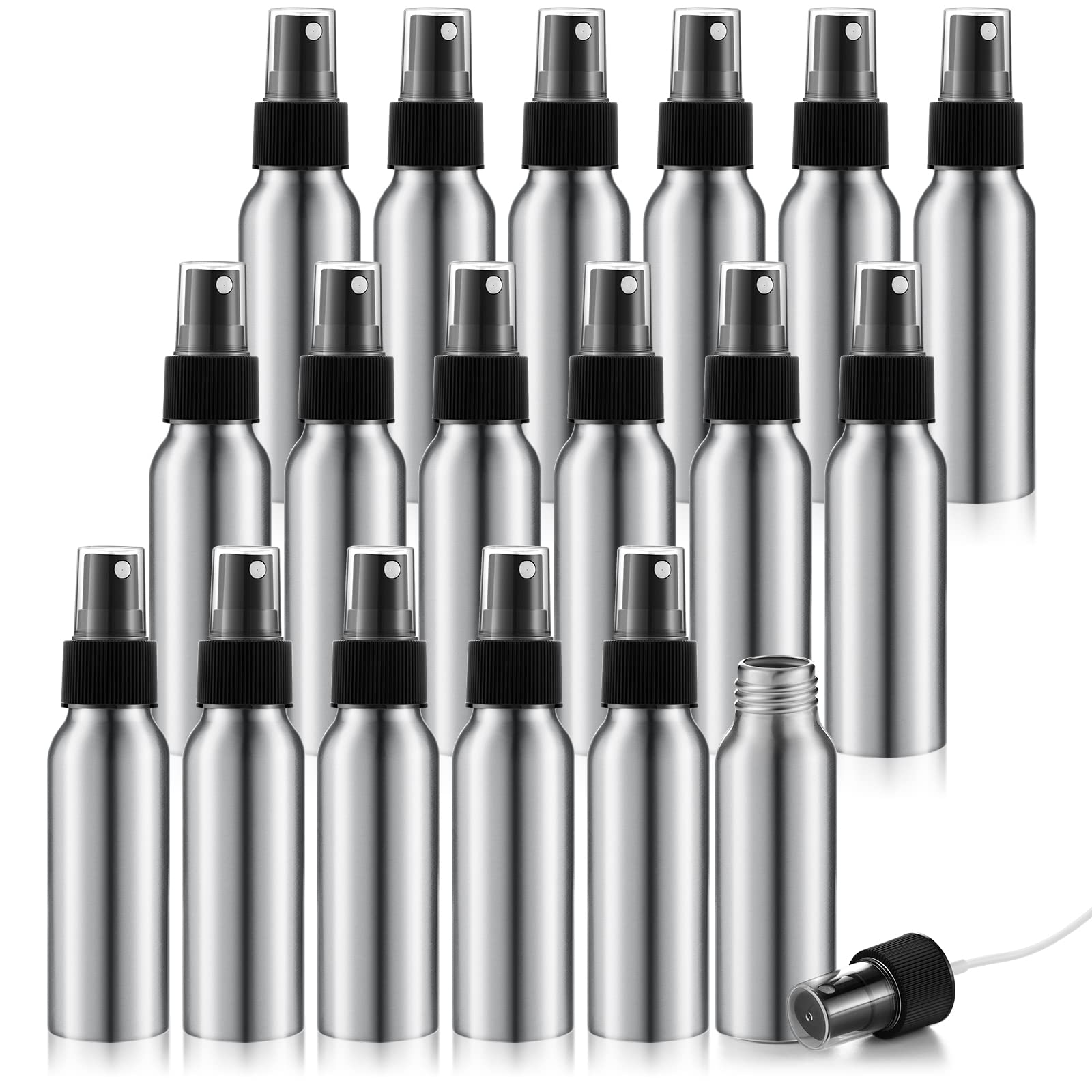 2Oz Aluminum Fine Mist Spray Bottles Reusable Metal Atomizer Bottles Empty Small Spray Bottle Storage Travel Size With Black Pum