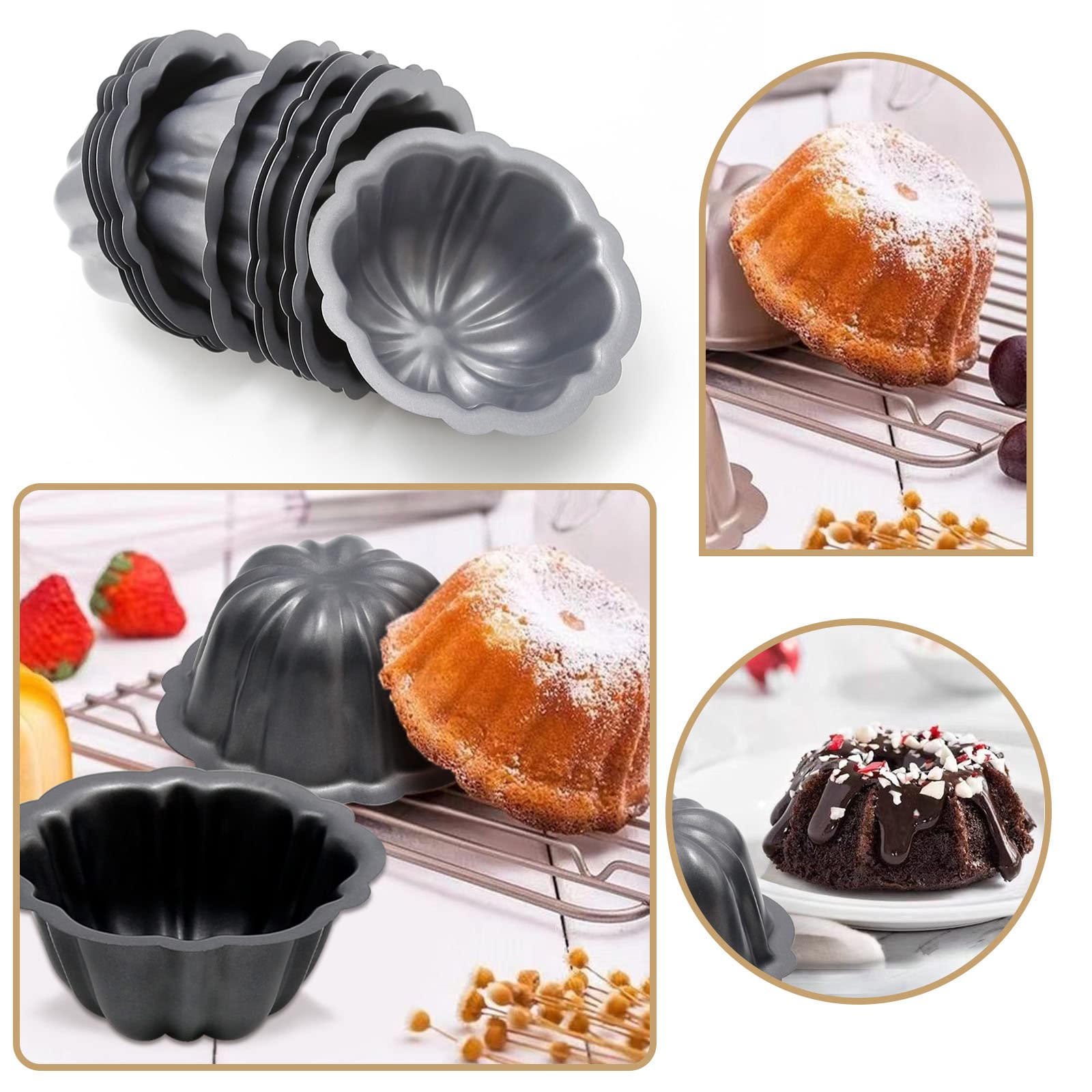 Lidscura 10 Pcs Bundt Cake Pan For Baking, 5.90X5.90X3.93 Inch Nonstick Moldes Para Pasteles, Mini Jello Mold, Heavy Duty Carbon