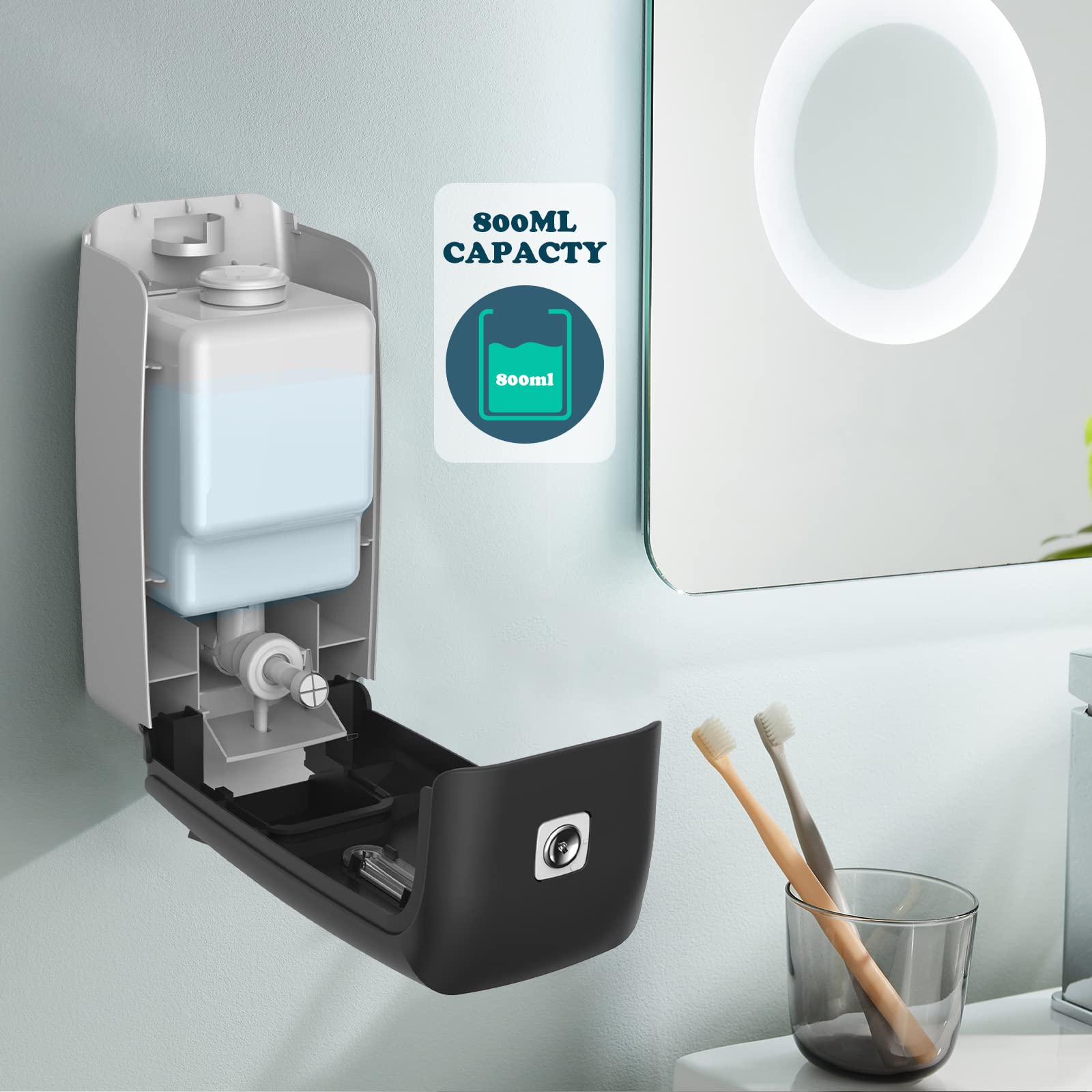 Interhasa! Soap Dispenser Wall Mount Refillable 28Oz Hand Sanitizer Dispenser Commercial Hand Soap Dispenser For Bathroom Suppor