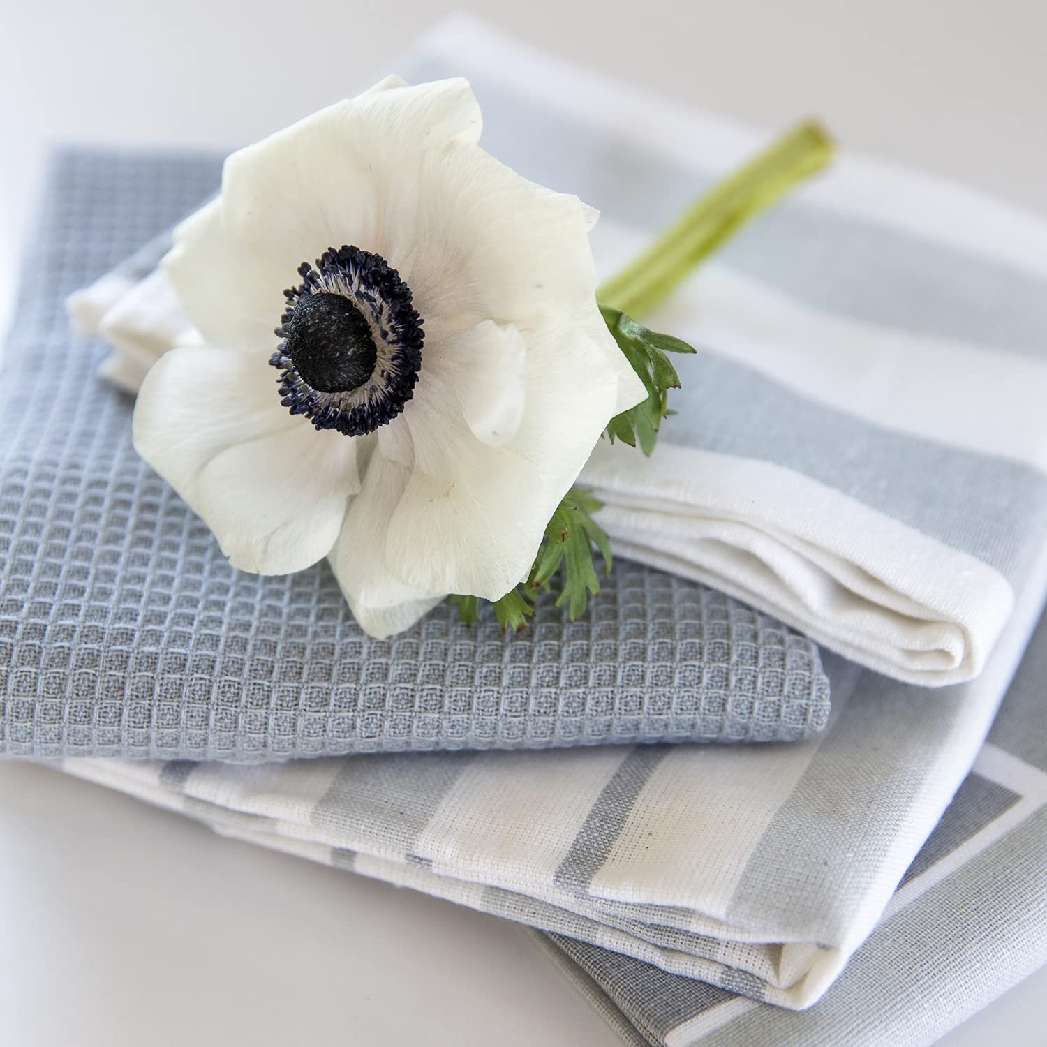 Jot & Mark Dish Towels 100 Percent Cotton | Set Of 4 For Drying And Kitchen Use (Ansel Grey)