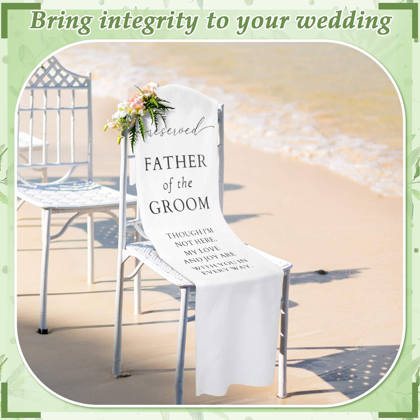 HunnmingRe Father of the Groom Wedding Memorial Reserved Chair Sign Banner in Loving Memory of Parents Celebrating from Heaven W