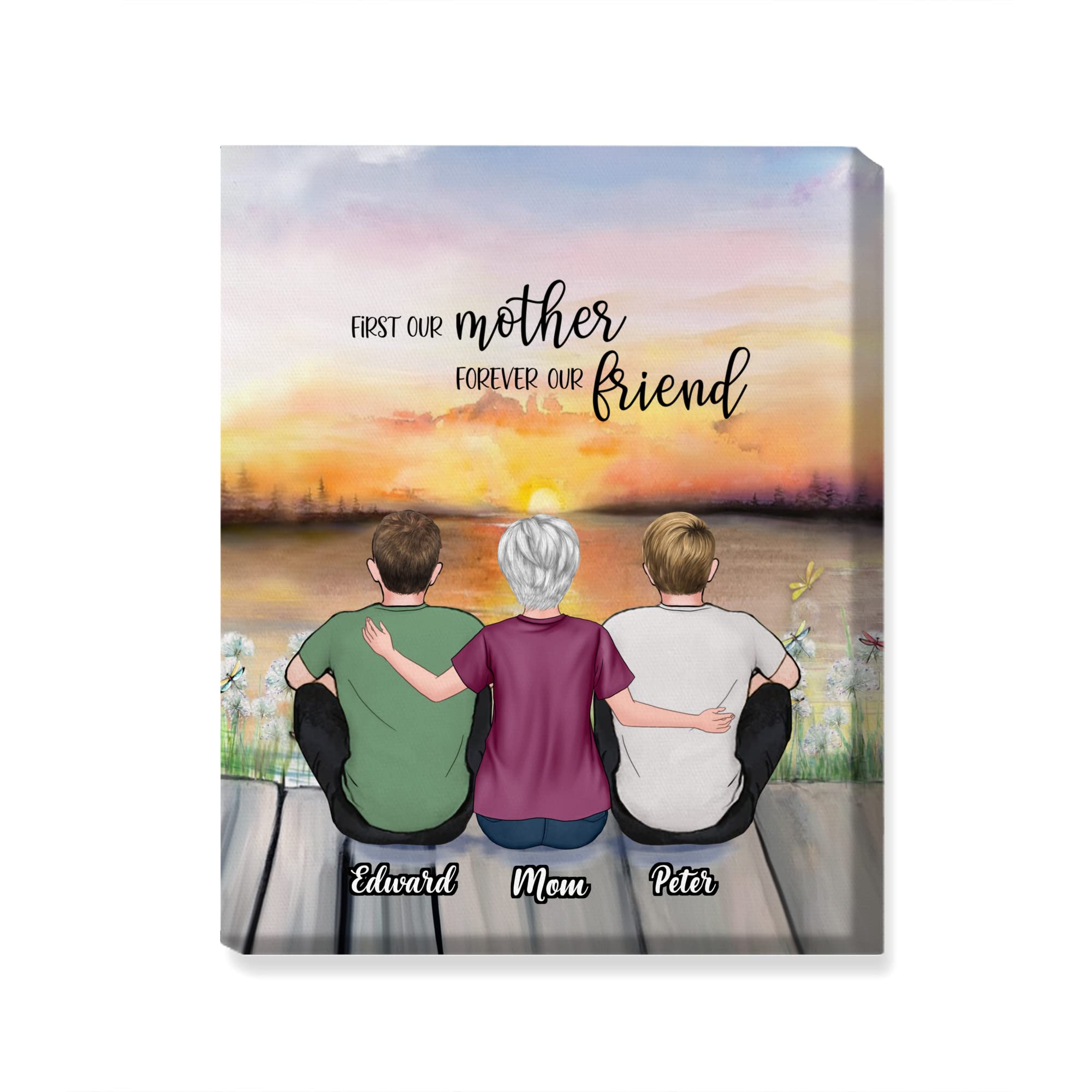 Gossby Custom Mom Wrapepd Canvas - Custom Gift For Mom From 2 Sons With Design, Name - Mother Son Art Gift - Mothers Day, Christ