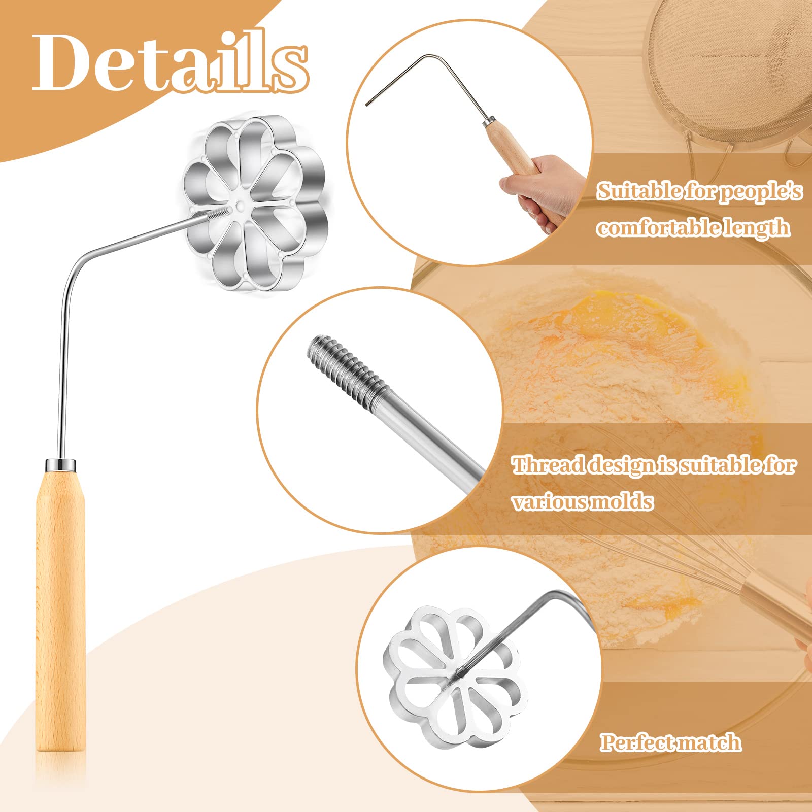 Achappam Mold Bunuelos Mold With Handle Rosette Maker Rosette Cookie Bunuelos Tool Aluminium Cast Waffle Molds Set With 3 Interc