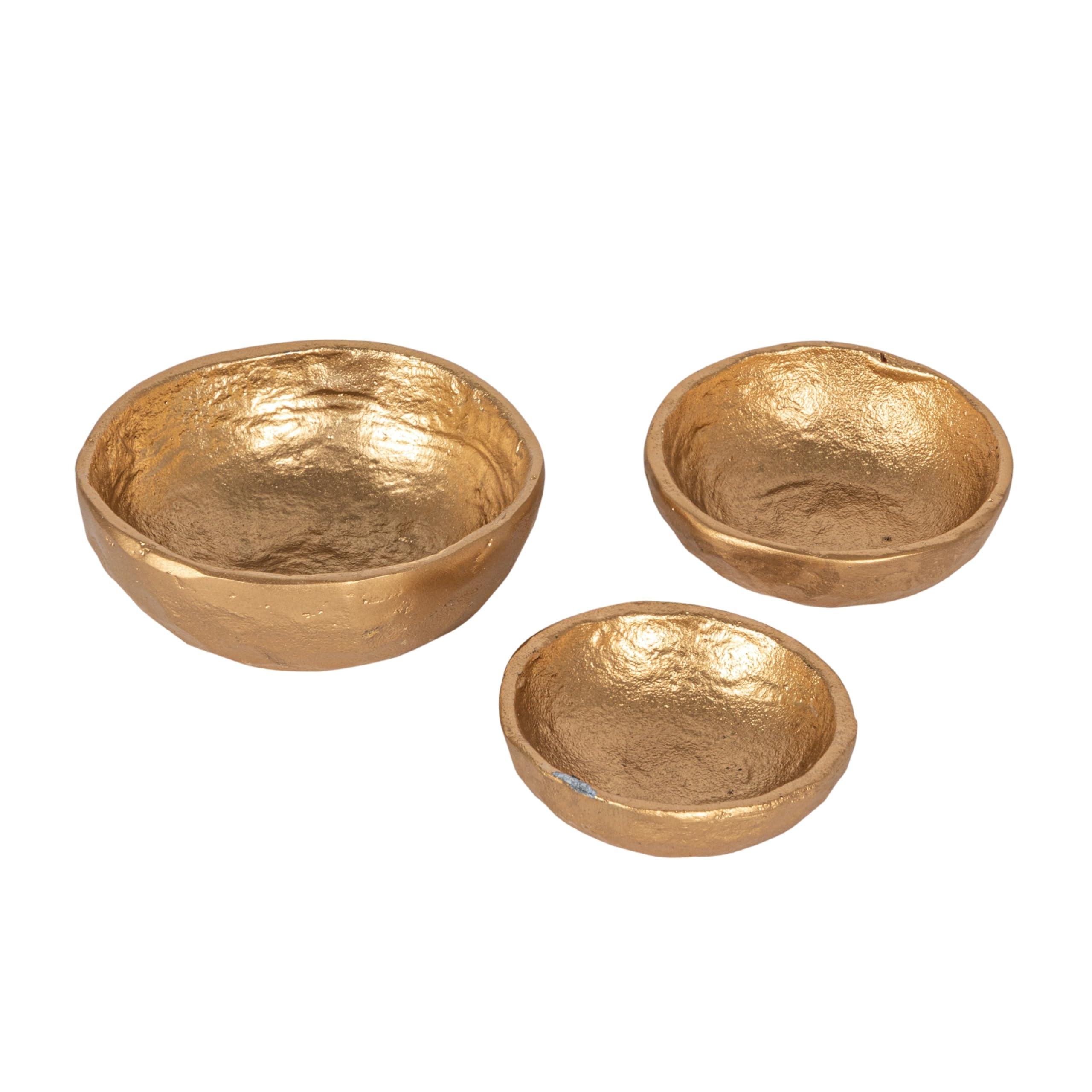 Gold Decorative Cast Aluminum Bowls (Set Of 3 Sizes)