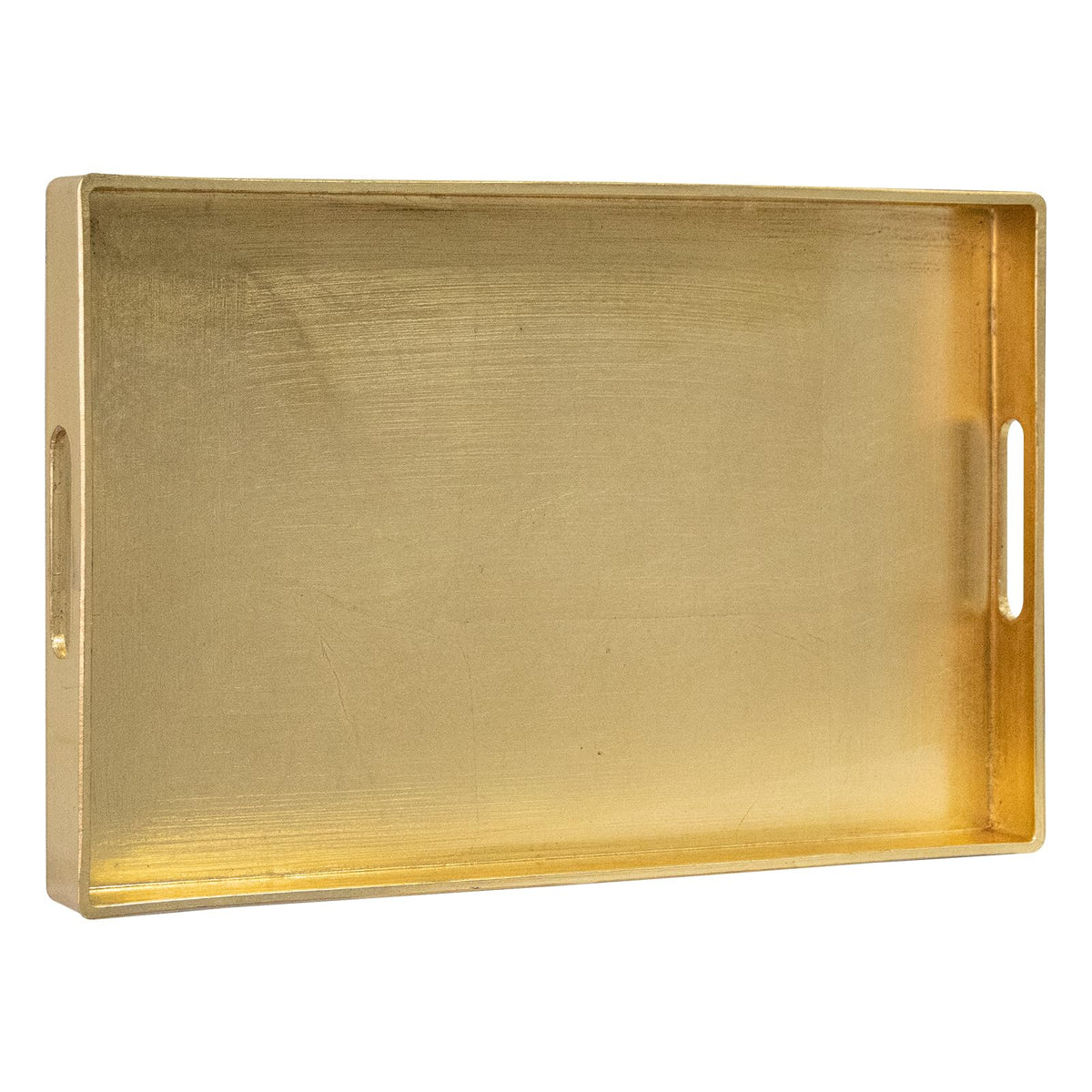 Maoname Modern Gold Decorative Tray With Handles, Gold Leaf Serving Tray For Coffee Table, Rectangle Bathroom Decor Tray, 15.8''