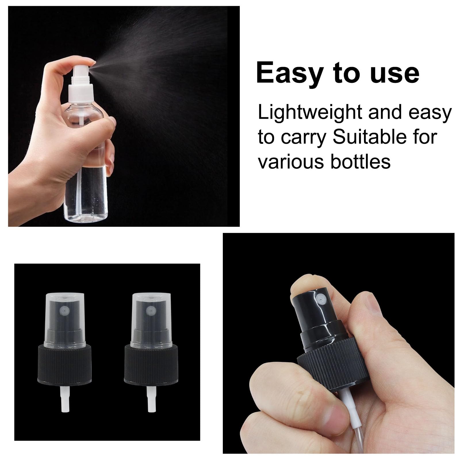 Waziaqoc 6Pcs Spray Bottle Top, Nozzle Sprayer Tops Replacement, 24Mm Plastic Sprayer Pump, Fine Mist Sprayer For Essential Oil,