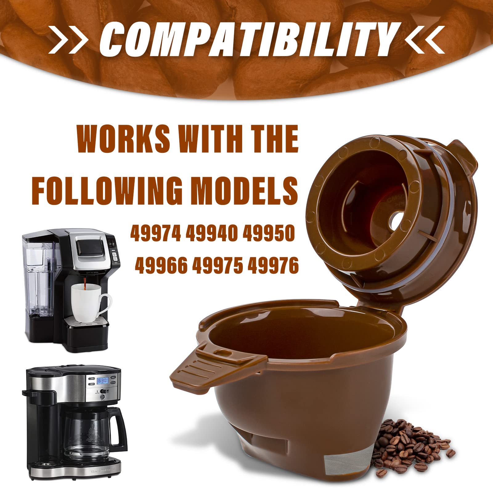 Ophjerg Single Serving Ground Coffee Brew Filter Holder Basket, Reusable Nylon Mesh or Metal, Compatible with Hamilton Beach FlexBrew Models 49957-49979