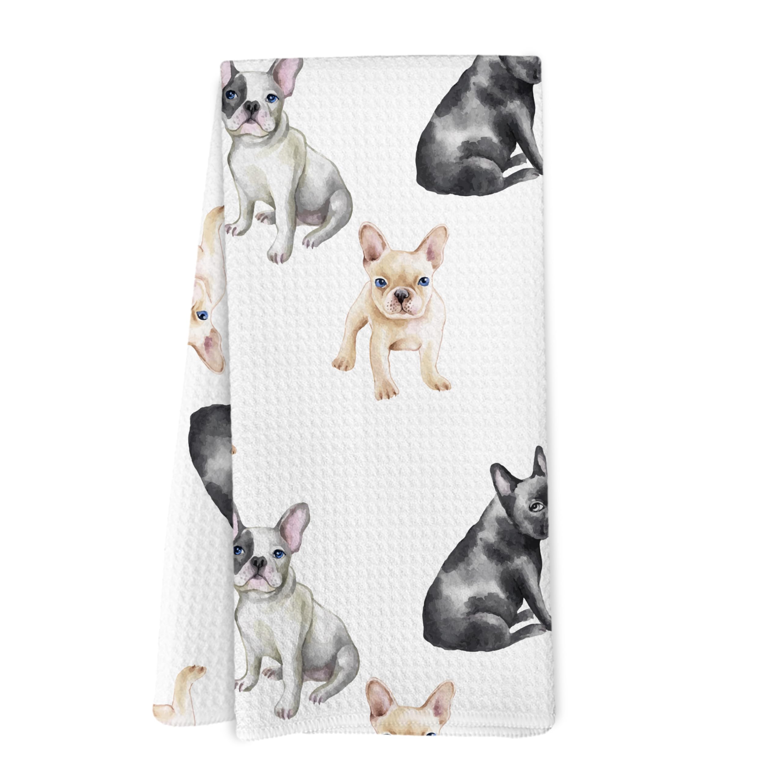 Yorhifa French Bulldog Gifts Kitchen Towels, French Bulldog Decor Dish Hand Tea Towels for Kitchen, Frenchie Gifts for Women Dec