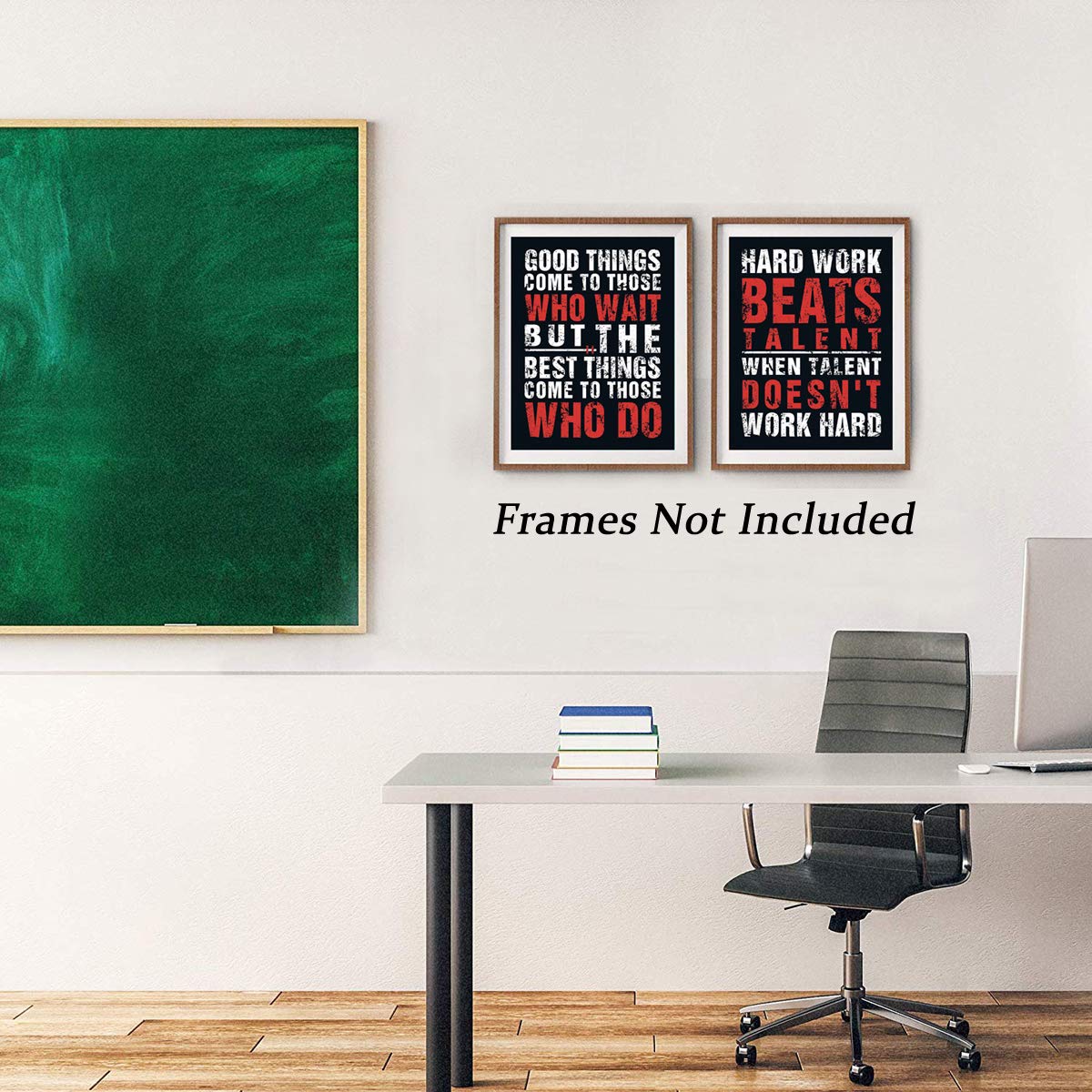 HPNIUB Inspirational Quotes Art Prints  Set of 4 (8?10?  Chalkboard Motivational Canvas Poster  Hard Work Painting Be Strong Be Brave Wall Art for Classroom Kids Teens Bedroom Office  No Frame