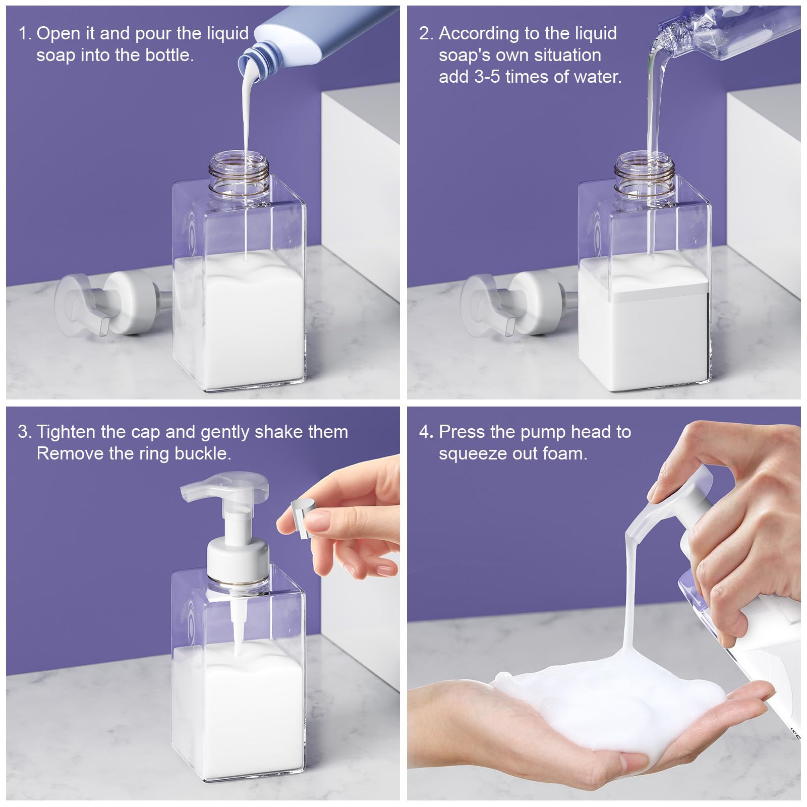 Kzeirm Foaming Soap Dispenser, 15 Oz Foam Soap Dispenser For Bathroom & Kitchen, Refillable Foaming Hand Soap Dispenser For Liqu