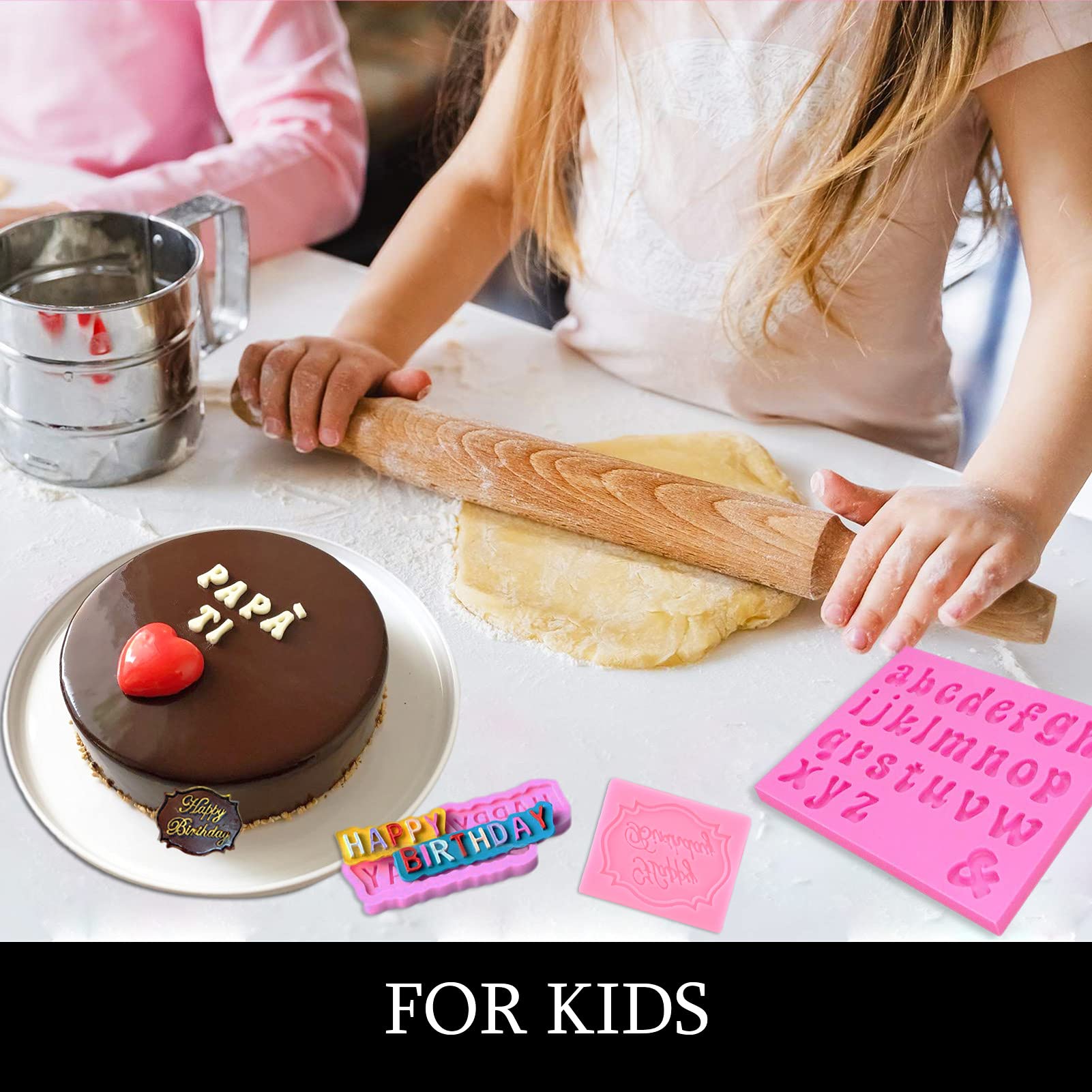 Muyulin Letter Chocolate Molds, 5 Pack Fondant Molds Letter Silicone Happy Birthday Molds For Cake Decoration Chocolate Covered