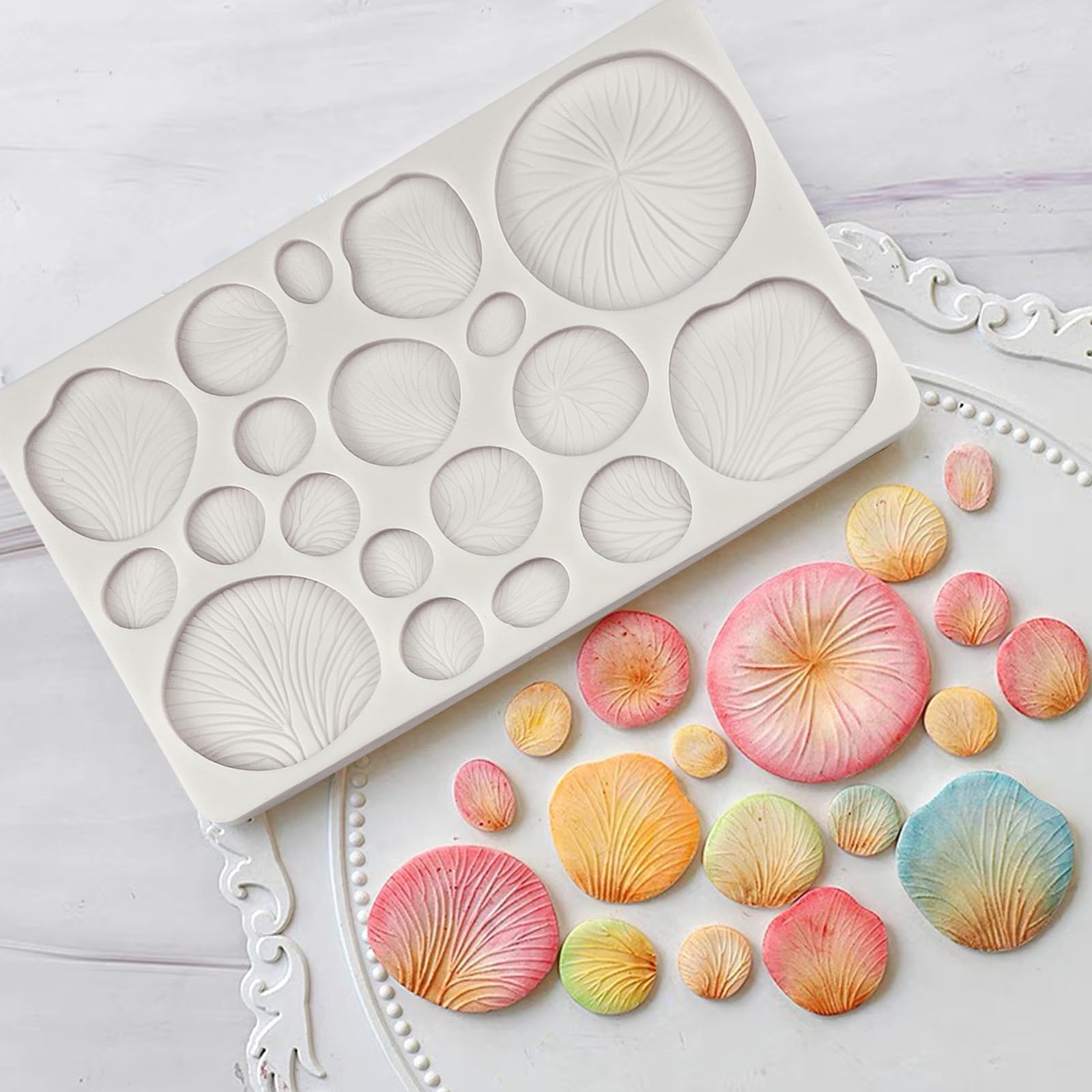 Fungi Fondant Molds 2 Pcs, Plant Mushroom Cake Decoration Silicone Molds, Ginkgo Biloba Candy Chocolate Molds, Flower Paste Gum