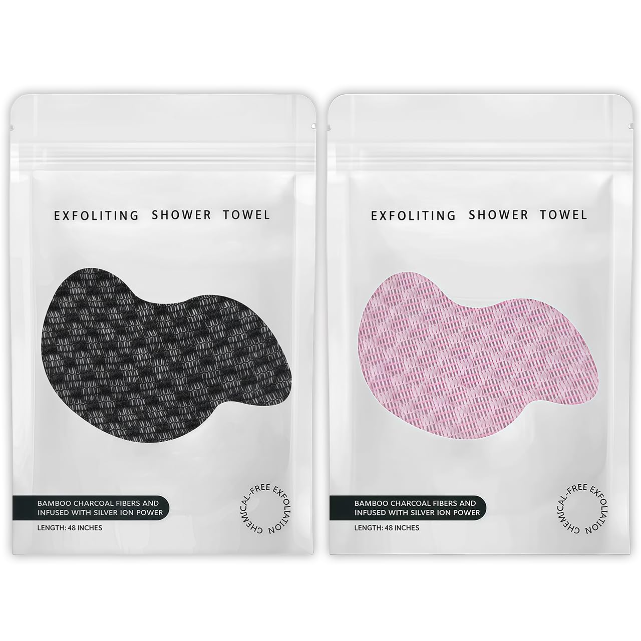 Exfoliating Shower Towel (Black+Pink)