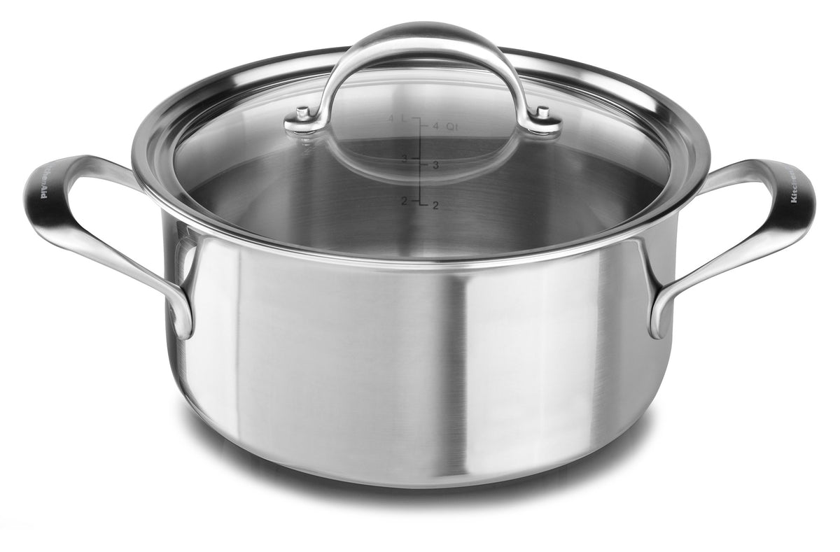 Kitchenaid 5-Ply Copper Core 6 Quart Low Casserole With Lid - Stainless Steel, Medium, Stainless Steel Finish