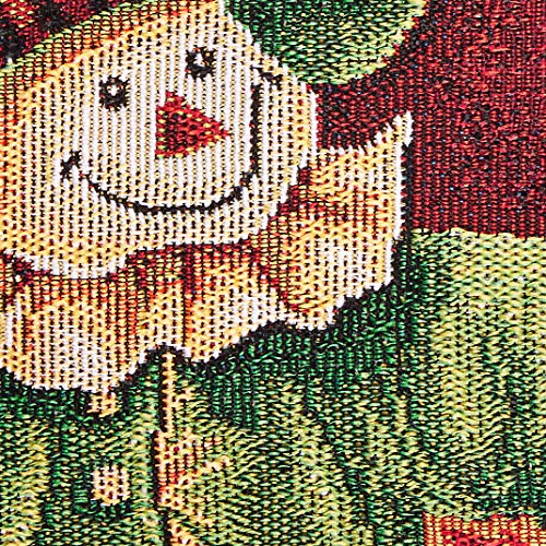 Violet Linen Fall Harvest Collection - Tapestry Scarecrow Pumpkins Autumn Leaves And Sunflowers Design - 13'' X 70'' Table Runne