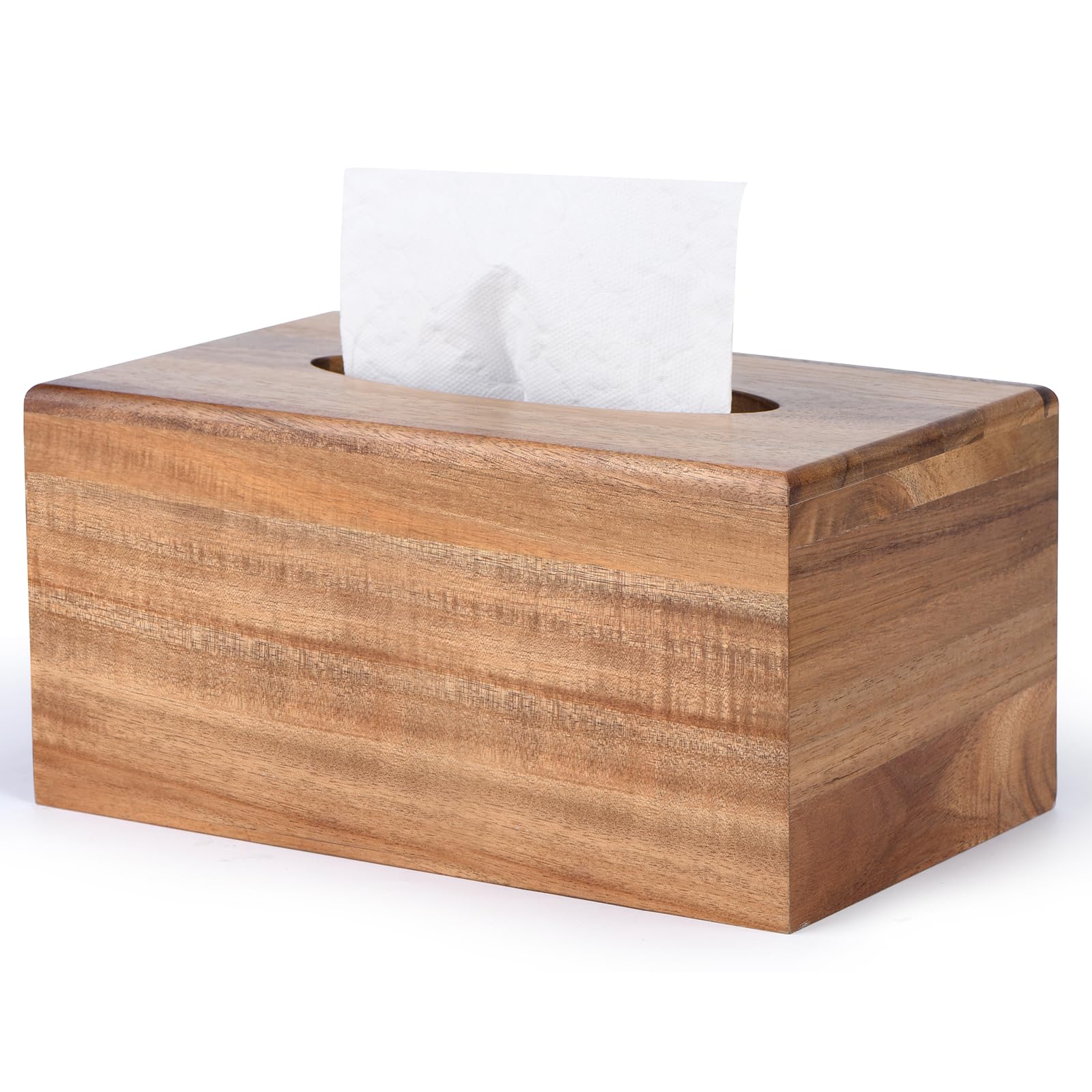 KYDIFS Tissue Box Cover, Acacia Wood Tissue Box Holder with Slide-Out Bottom for Bathroom, Bedroom, Dinner Table,Office,Kitchen 