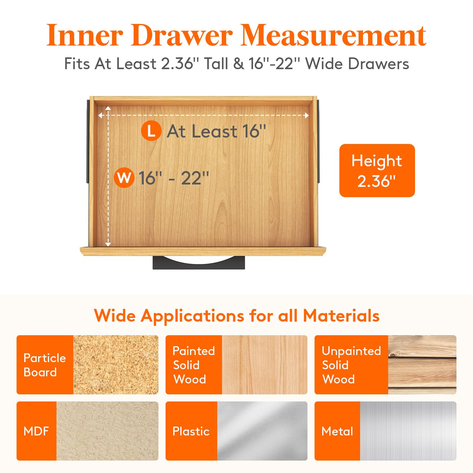 Lifewit 8 Pack Kitchen Drawer Dividers 2.36'' High, 16''-22'' Adjustable Drawer Organizer for Utensils/Clothes/Makeup, Plastic E