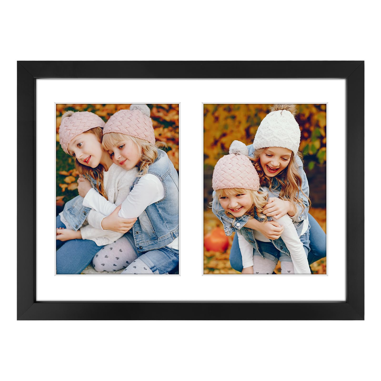 Golden State Art, 6x8 Collage Picture Frame - Solid Wood With Tempered Glass - 10x14 Multi Picture Frame - Display (2) 6x8 Photo