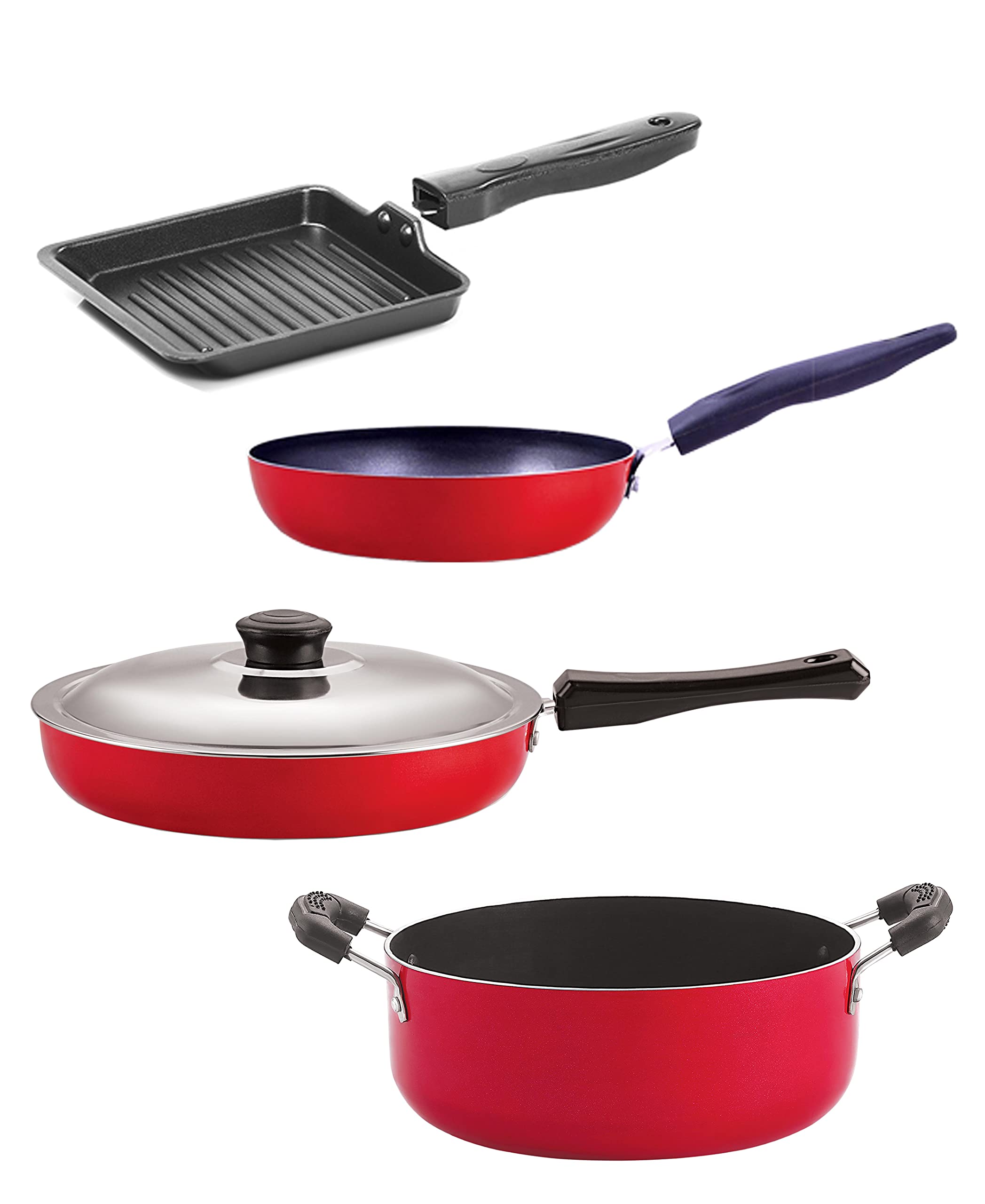 Nirlon Gas Compatible Non Stick Aluminium Cookware Set Of 4 Pieces (Fp10_Cvg_Sgp_Cs24)