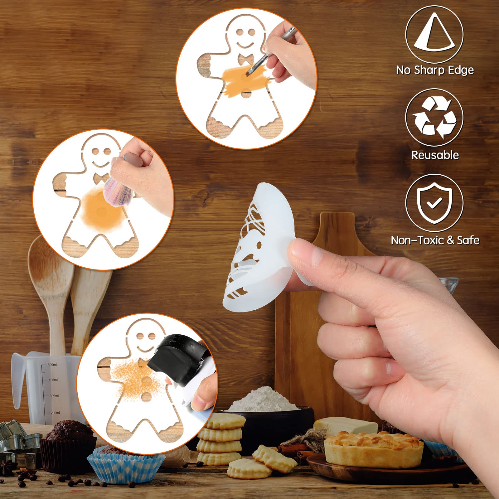 36 Pcs Seasonal Cookie Stencils Set Cake Stencils Reusable Baking Stencils Diy Coffee Drawing Templates Stencils Cupcake Dessert