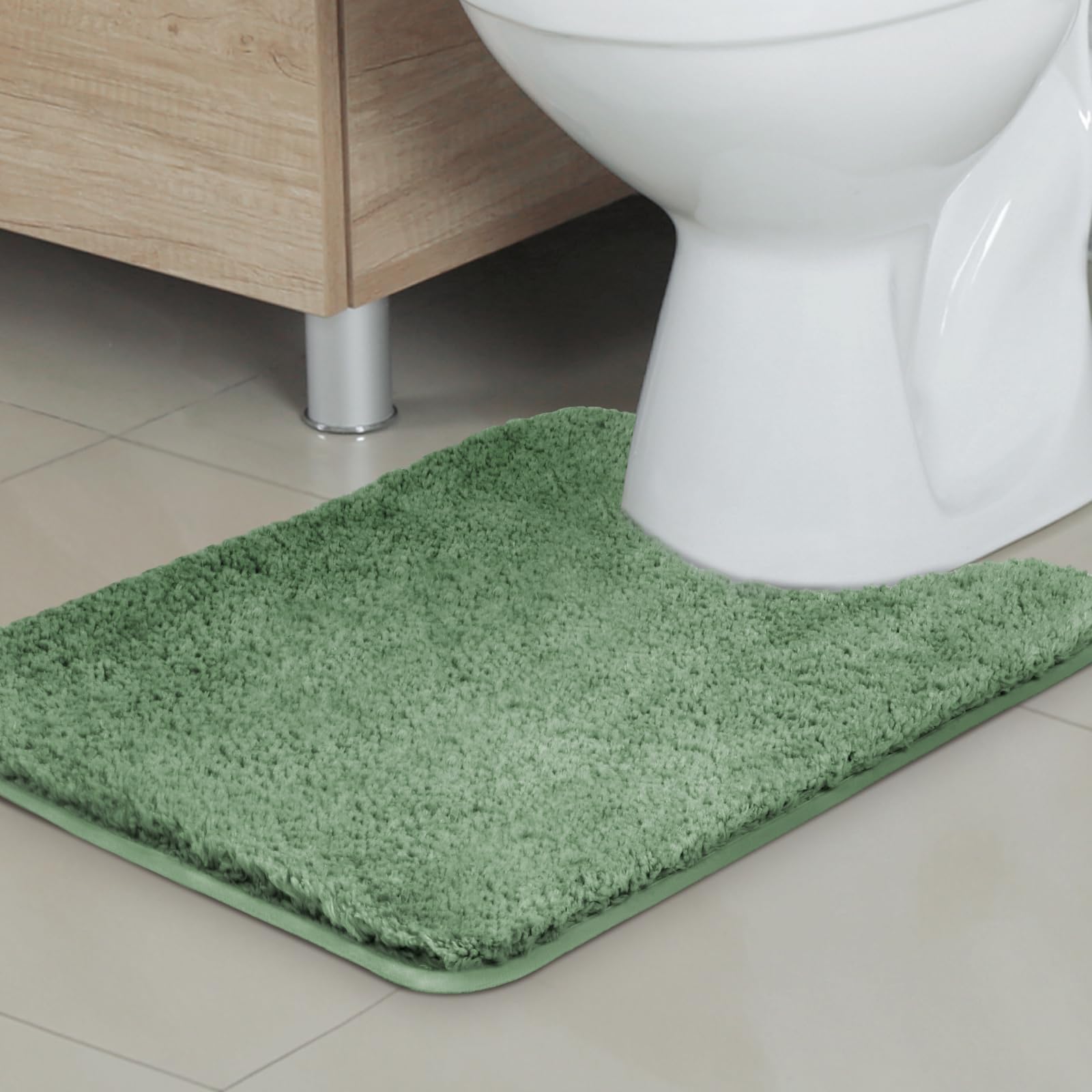Techmilly U Shaped Super Soft Shaggy Bathroom Rugs, Absorbent Thick Non Slip Microfiber Toilet Rugs, Quick Dry Machine Washable