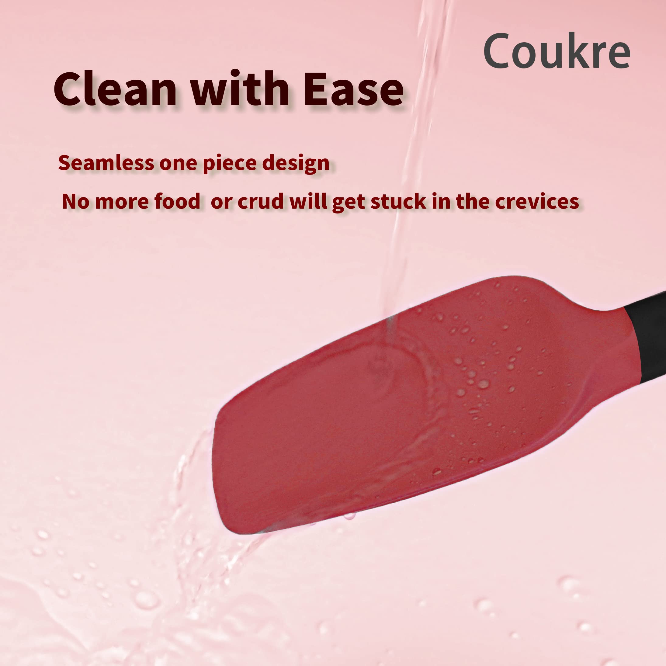 Silicone Spatula Set Of 5,High Temperature Resistant, Food Grade Silicone, Dishwasher Safe, For Baking, Cooking (Red)