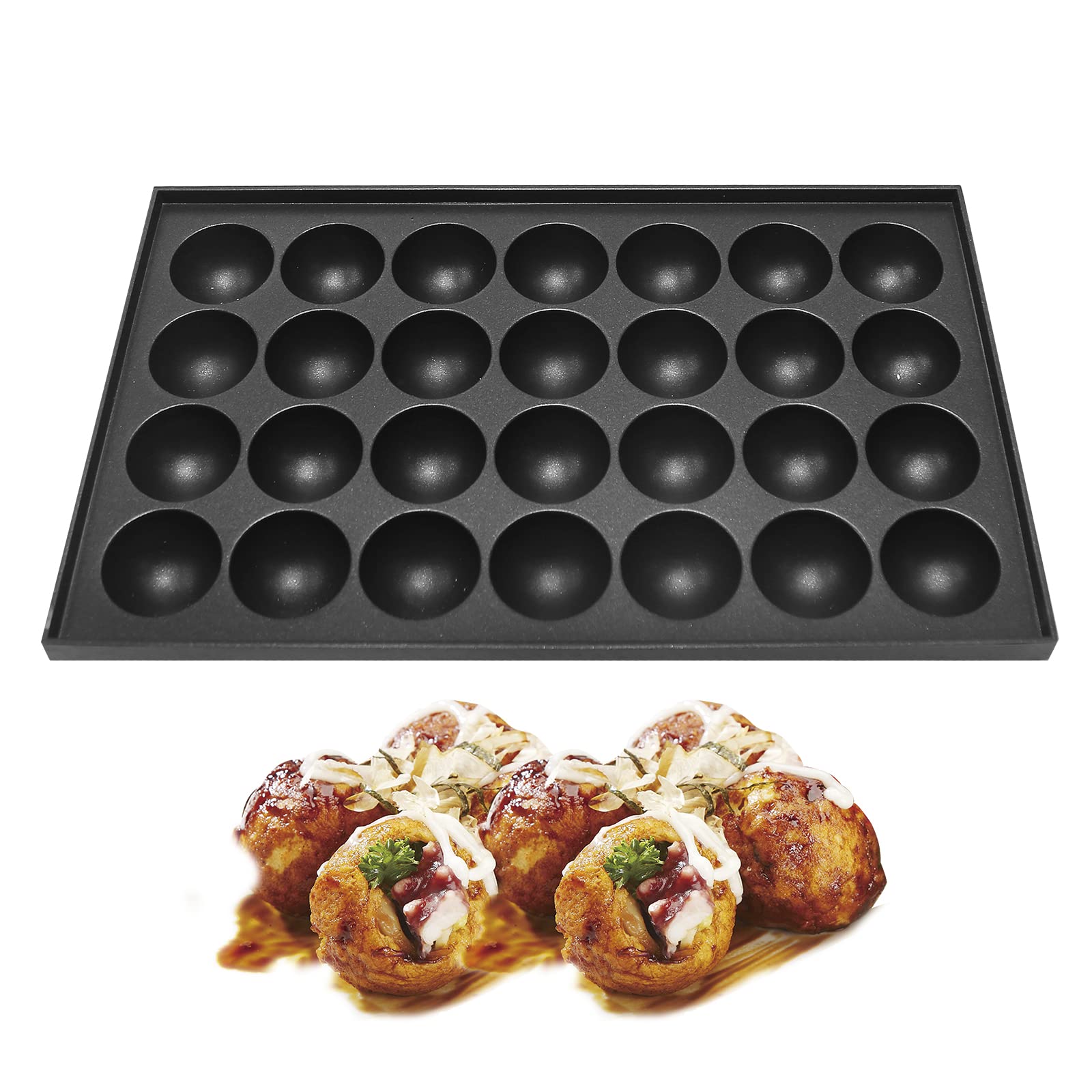 Anxingo Takoyaki Pan - 28 Hole Takoyaki Maker Baking Pan 1.5'' Half Sphere Takoyaki Maker For Baking Cooking,Aluminium