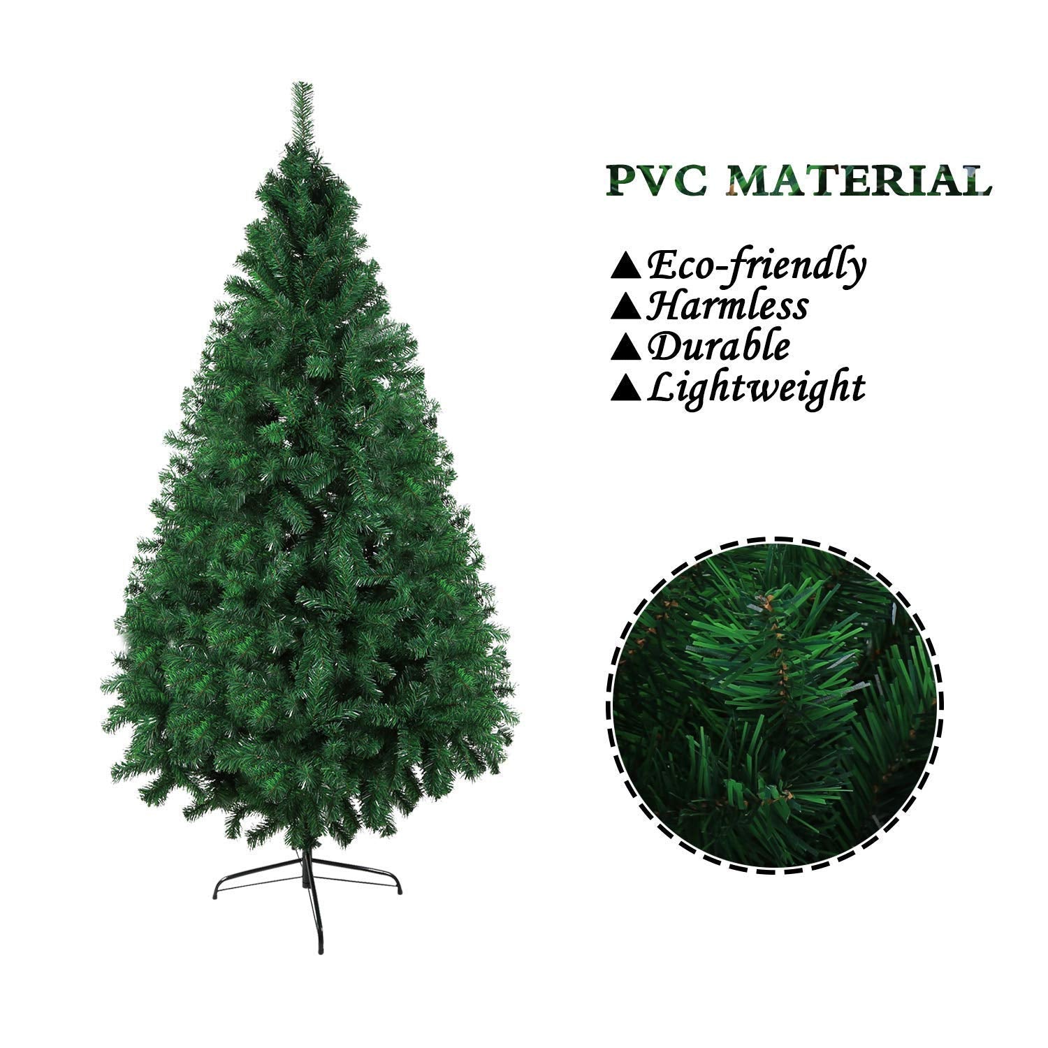 Dporticus 7 Foot Eco-Friendly Artificial Christmas Pine Tree with Solid Metal Legs 1000 Tips Full Tree (Green)