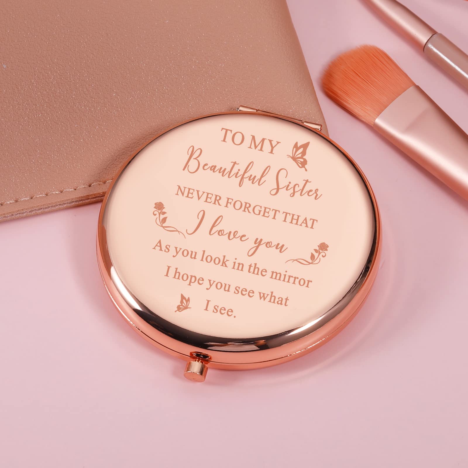 Sister Birthday Compact Mirror Gift Best Sister Gifts From Friend Sister Brother Classmate Makeup Mirror For Women Her Friendshi