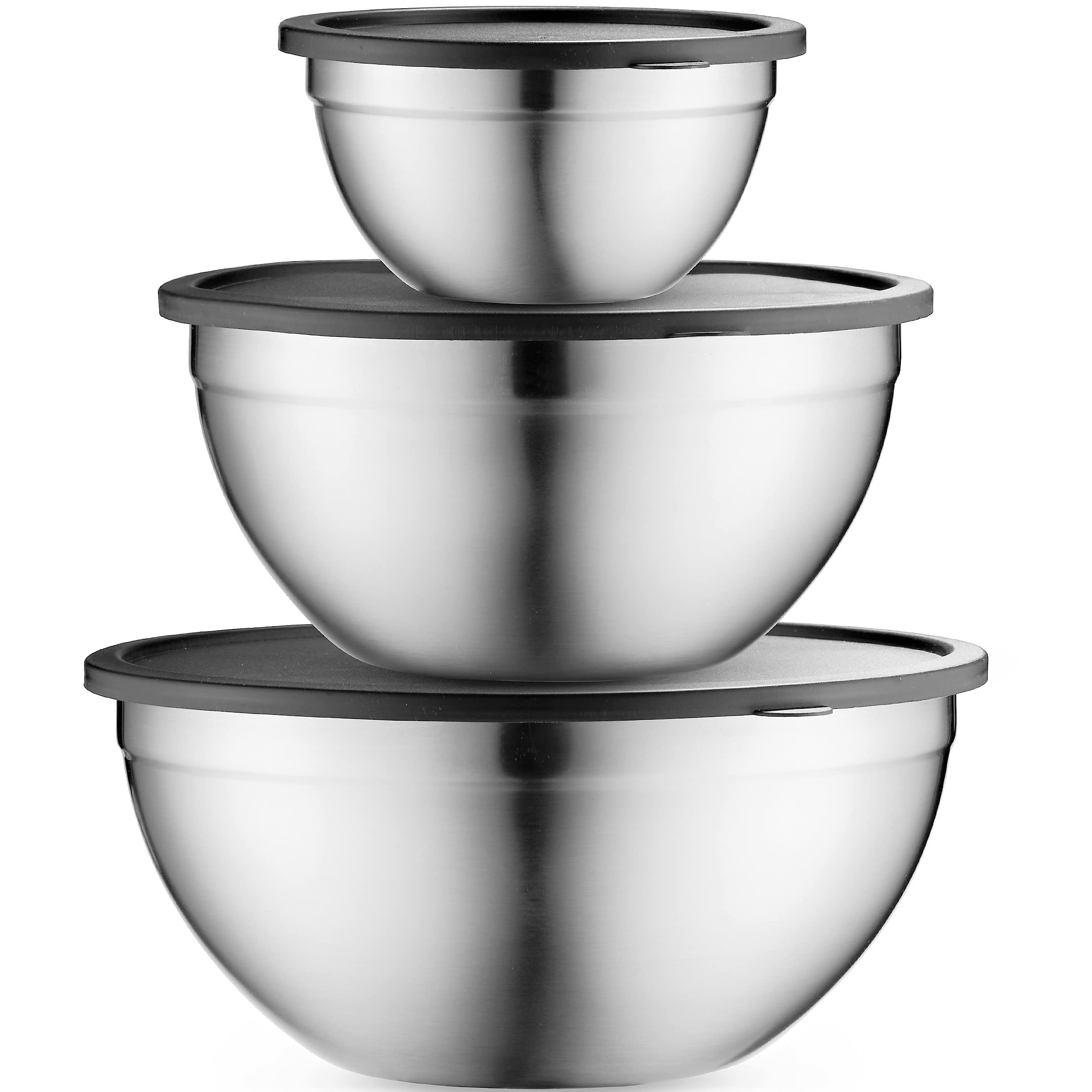 Table Concept Mixing Bowls With Airtight Lids, Stainless Steel Nesting Bowl Set For Space Saving Storage, Ideal For Cooking, Bak