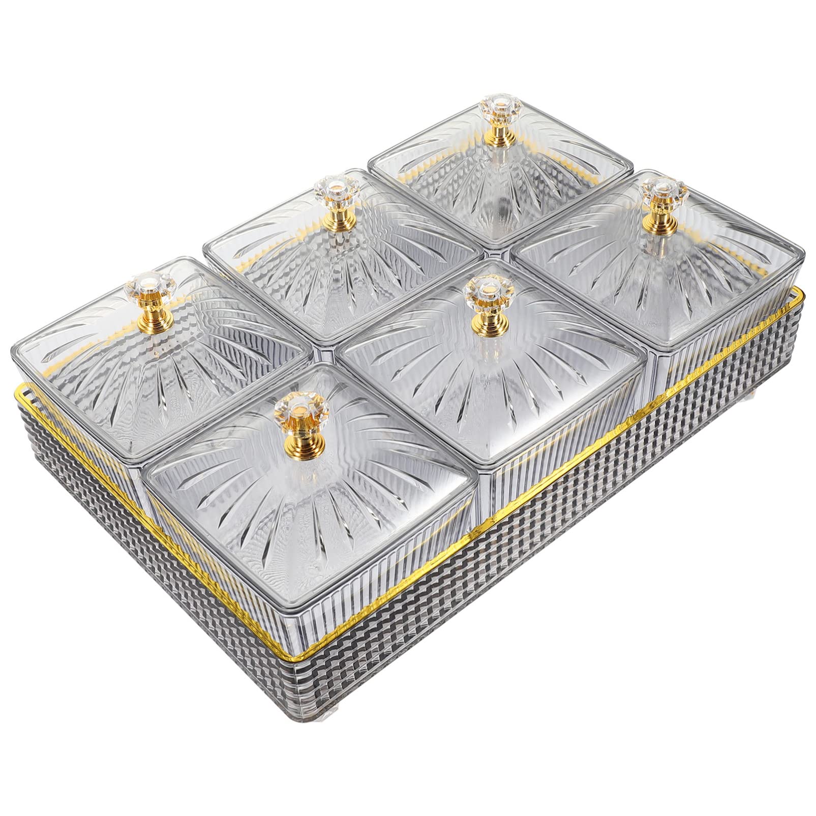Cabilock 1 Set Of Transparent Dry Fruit Tray, Acrylic Candy Dishes With Lids,Fruits Nuts Snacks Divided Snackle Box Appetizer Tr