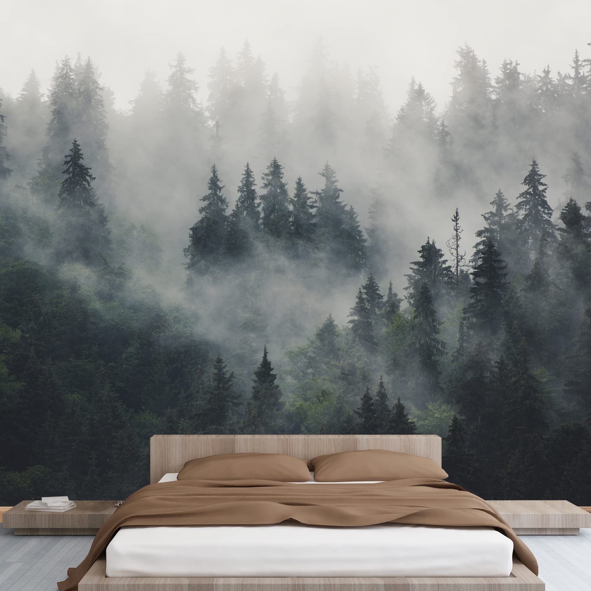 SIGNWIN Wall Mural Foggy Forest Removable Self-Adhesive Wallpaper Wall Decoration for Bedroom Living Room - 100x144 inches