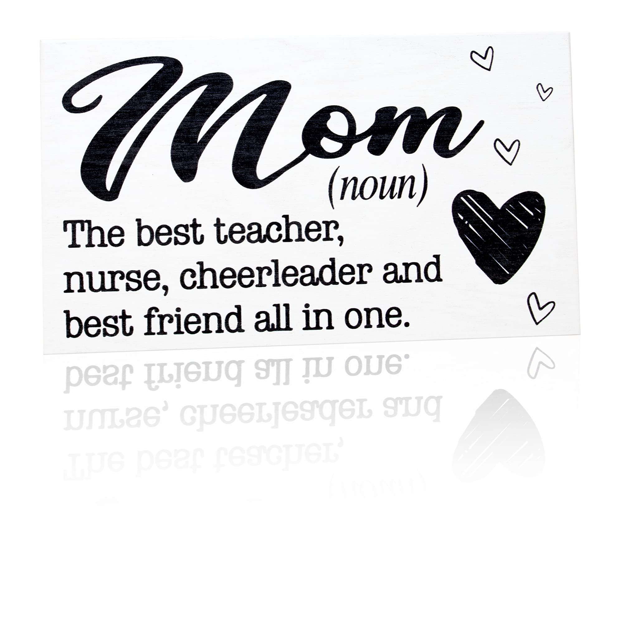 JennyGems Mom Gifts, Mom Is My Best Friend Wooden Sign, Gift for Mom, Shelf Decor and Wall Hanging, Made in USA