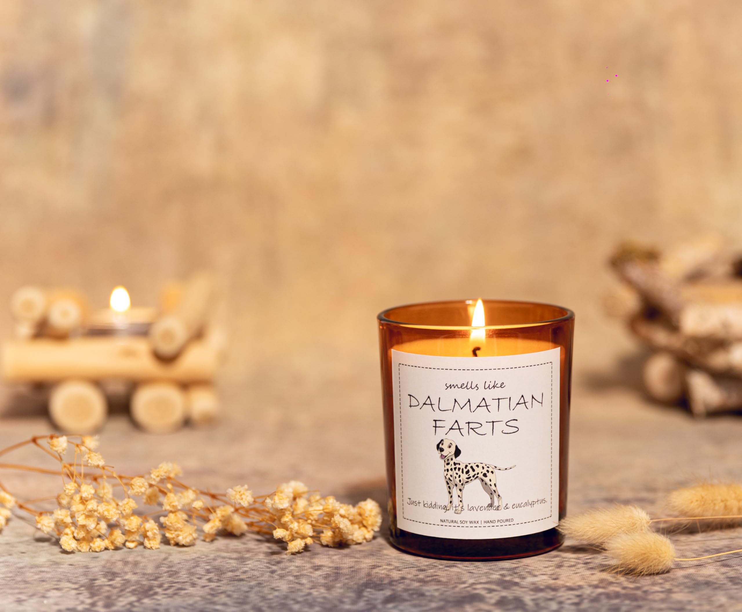 Dalmatian Gifts & Decor, Dog Mom Gifts for Women, Smells Like Dalmatian Farts Candle - Lavender & Eucalyptus, Crafted by Natural