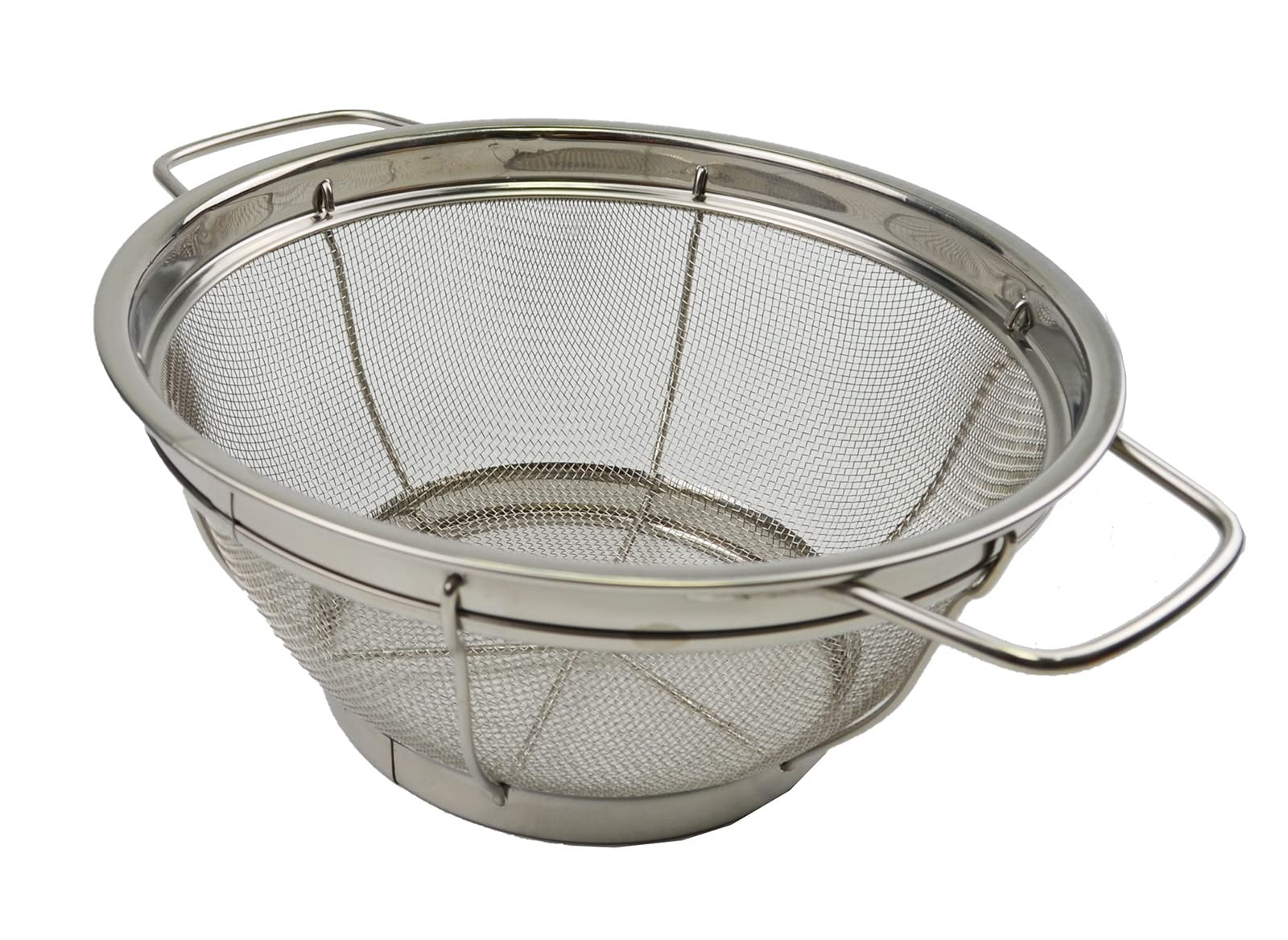 Sammart Stainless Steel Mesh Colander With Handle - Basket With Resting Base - Net Strainer Basket For Vegetable And Fruits (2,