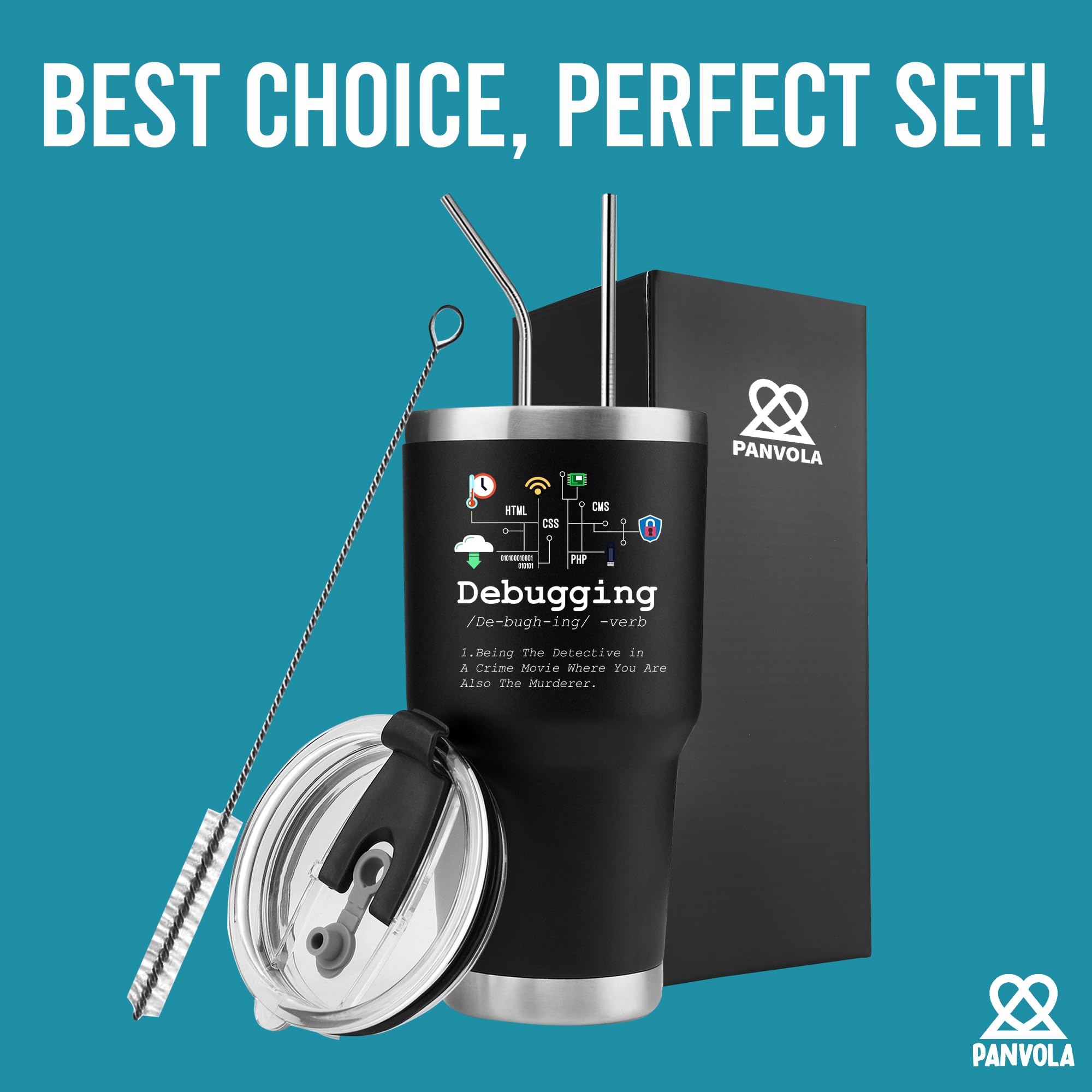 Panvola Debugging Definition Computer Programmer Gifts Student Teacher Coder Boyfriend Girlfriend It Vacuum Insulated Tumbler Te