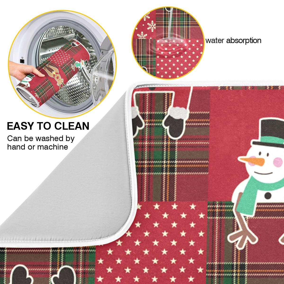 Dish Drying Mat For Kitchen, Christmas 18 In X 24 In Absorbent, Microfiber Dish Drying Rack Pad
