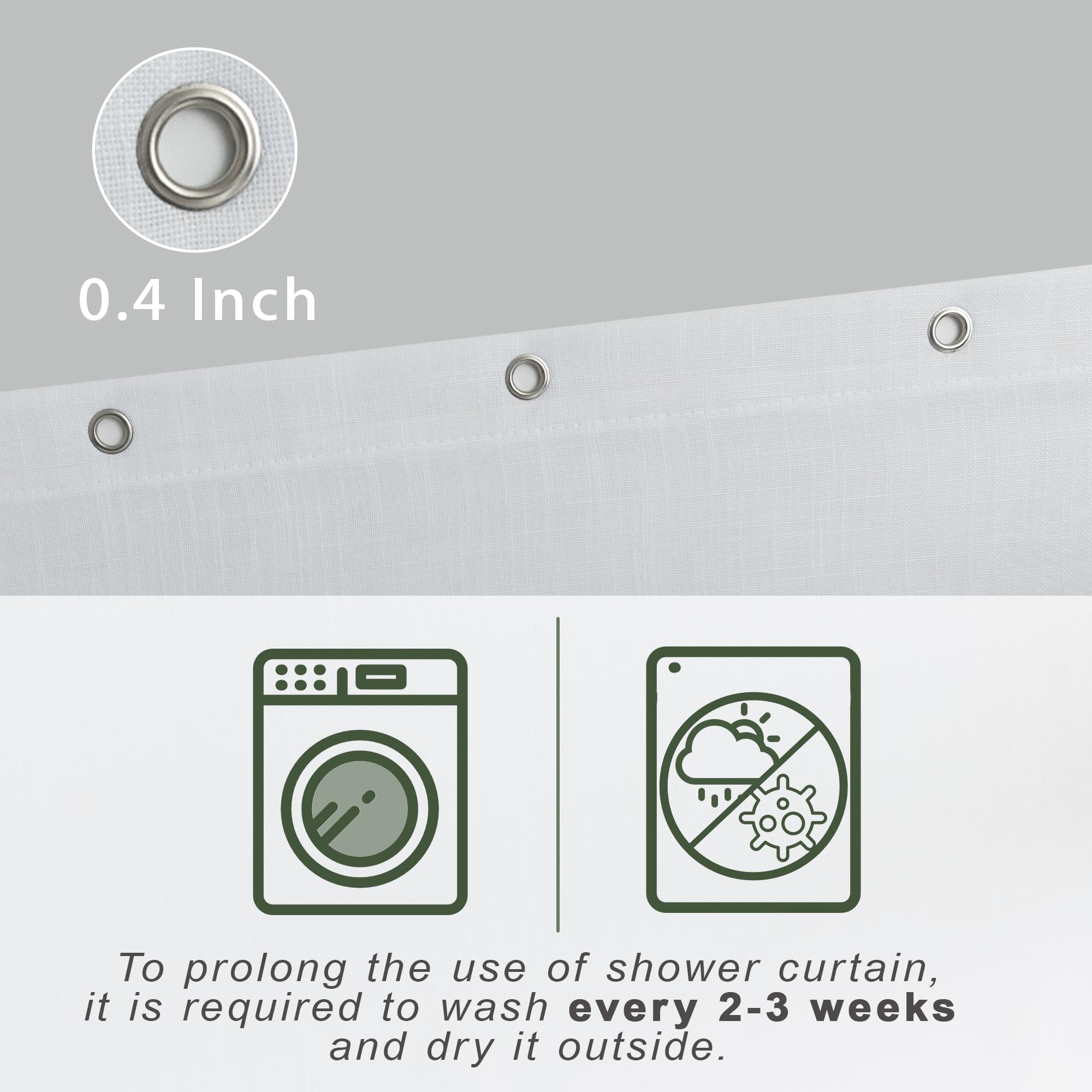 KOUFALL 84 Inch Extra Long Shower Curtain Liner with Hooks Burlap Linen Fabric Waterproof Minimalist Shabby Chic Boho Farmhouse Shower Curtains for Bathroom 72x84 Inches White