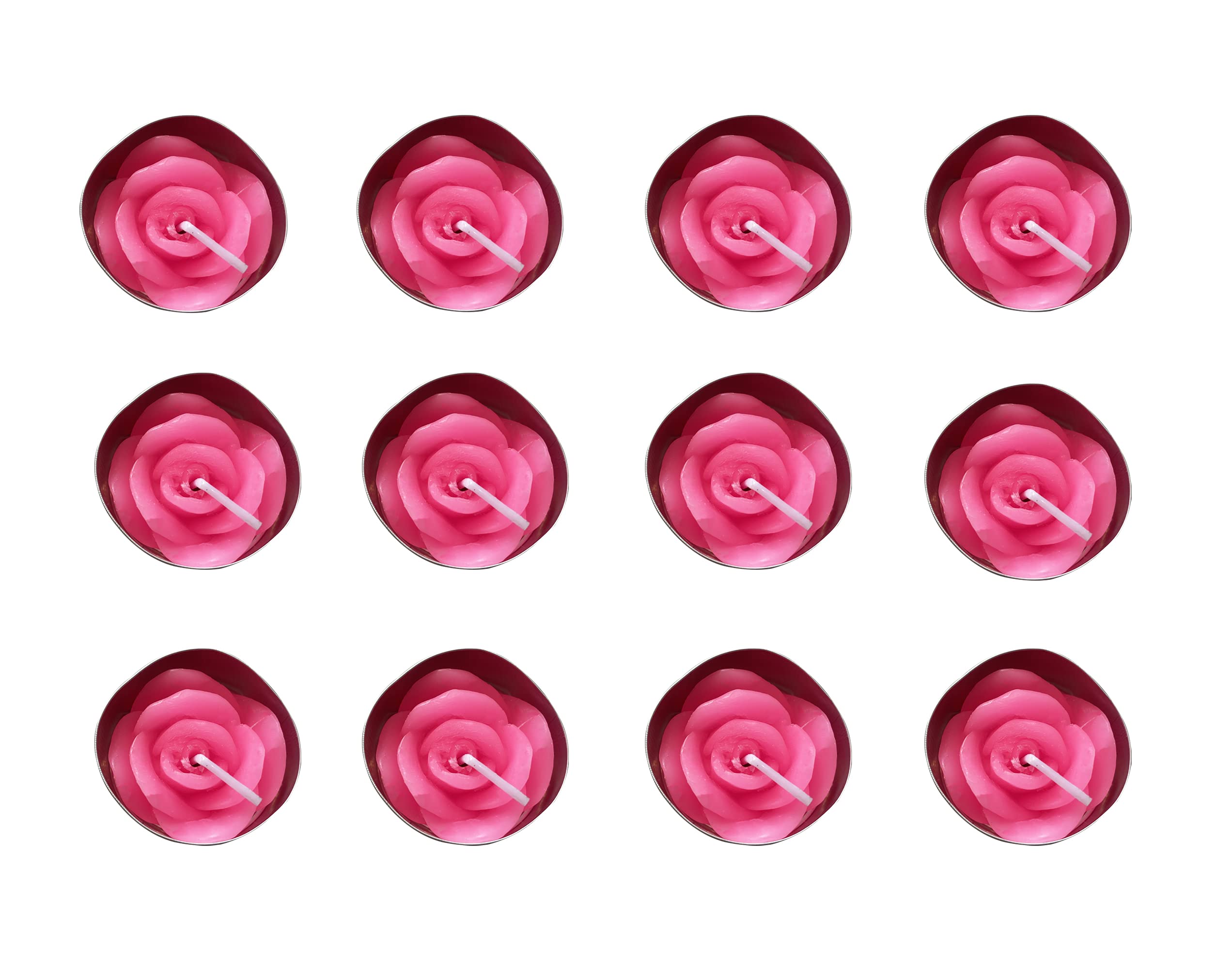 Rose Tealight Candles,12 Pieces Handmade Delicate Flower Candles with 100PCS Silk Rose Petals,Mini Candle Discs for Weddings,Ann