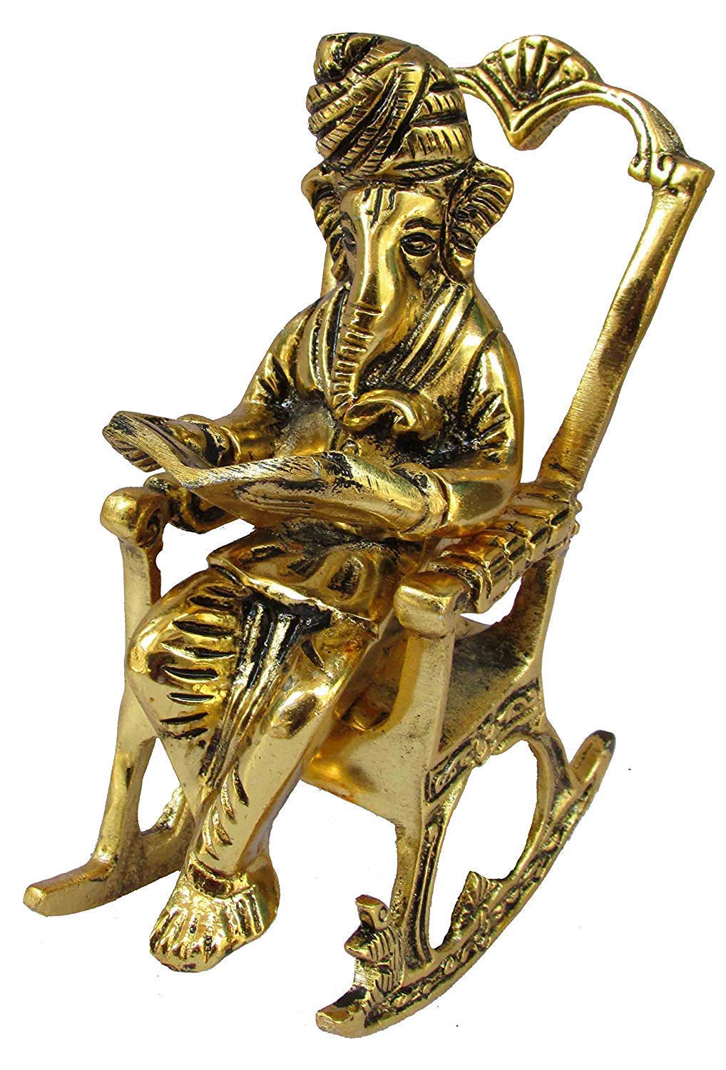 Satya Vipal Lord Ganesha Statue Sitting On A Chair And Reading Ramayan Om Shubh Labh Figurine Of Lord Ganesh Statue