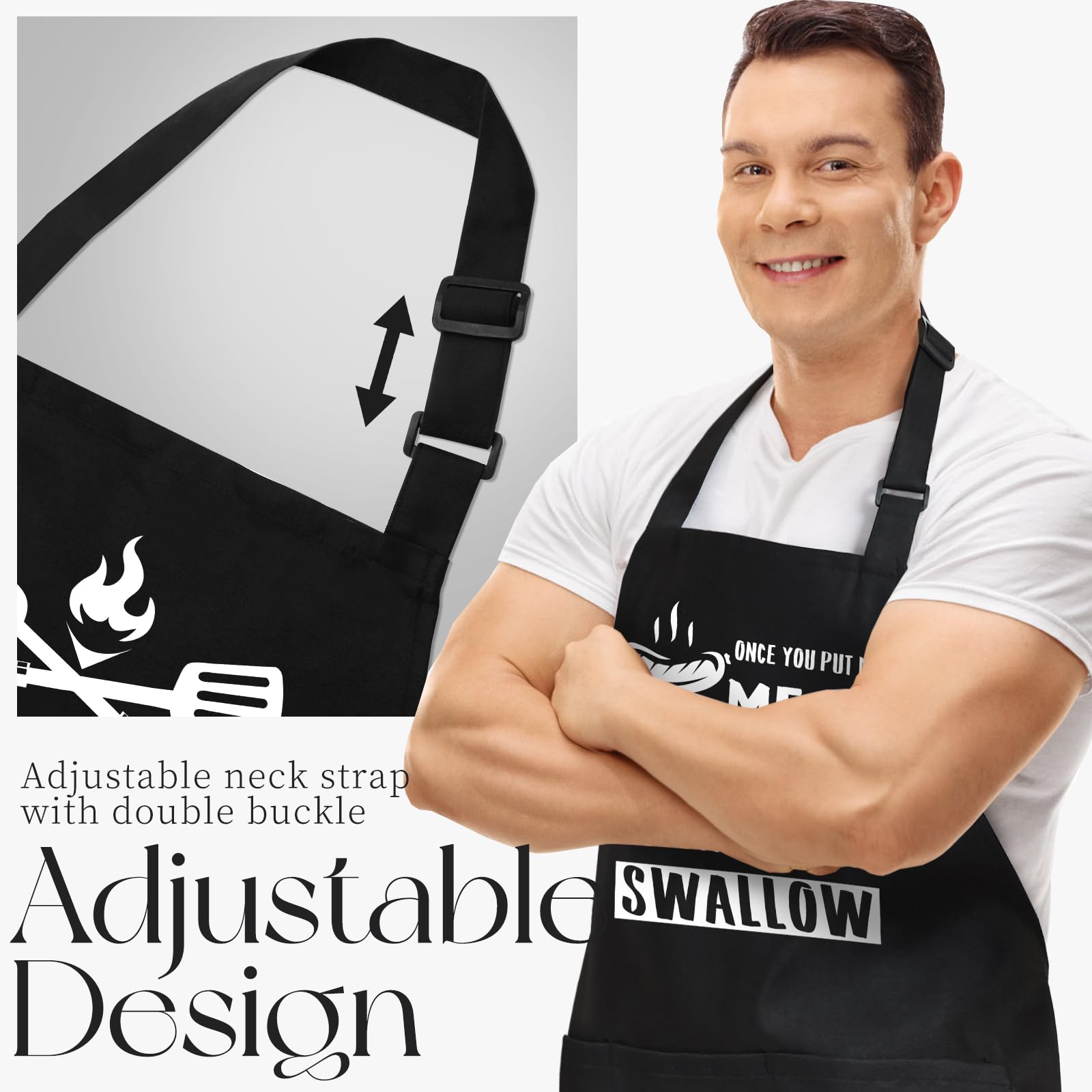 Nlus Funny Aprons For Men, Mens Funny Chef Cooking Grilling Bbq Apron With 3 Pockets, Father'S Day Birthday Gifts For Dad Husban