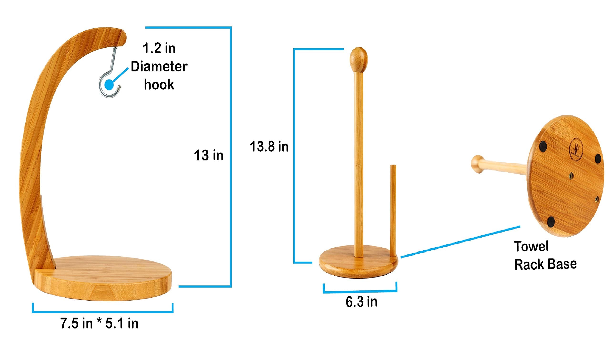 Bamboo Land- Bamboo Banana Holder Stand And Bamboo Paper Towel Holder Stand, Banana Holder, Banana Stand, Banana Holder Stand, B