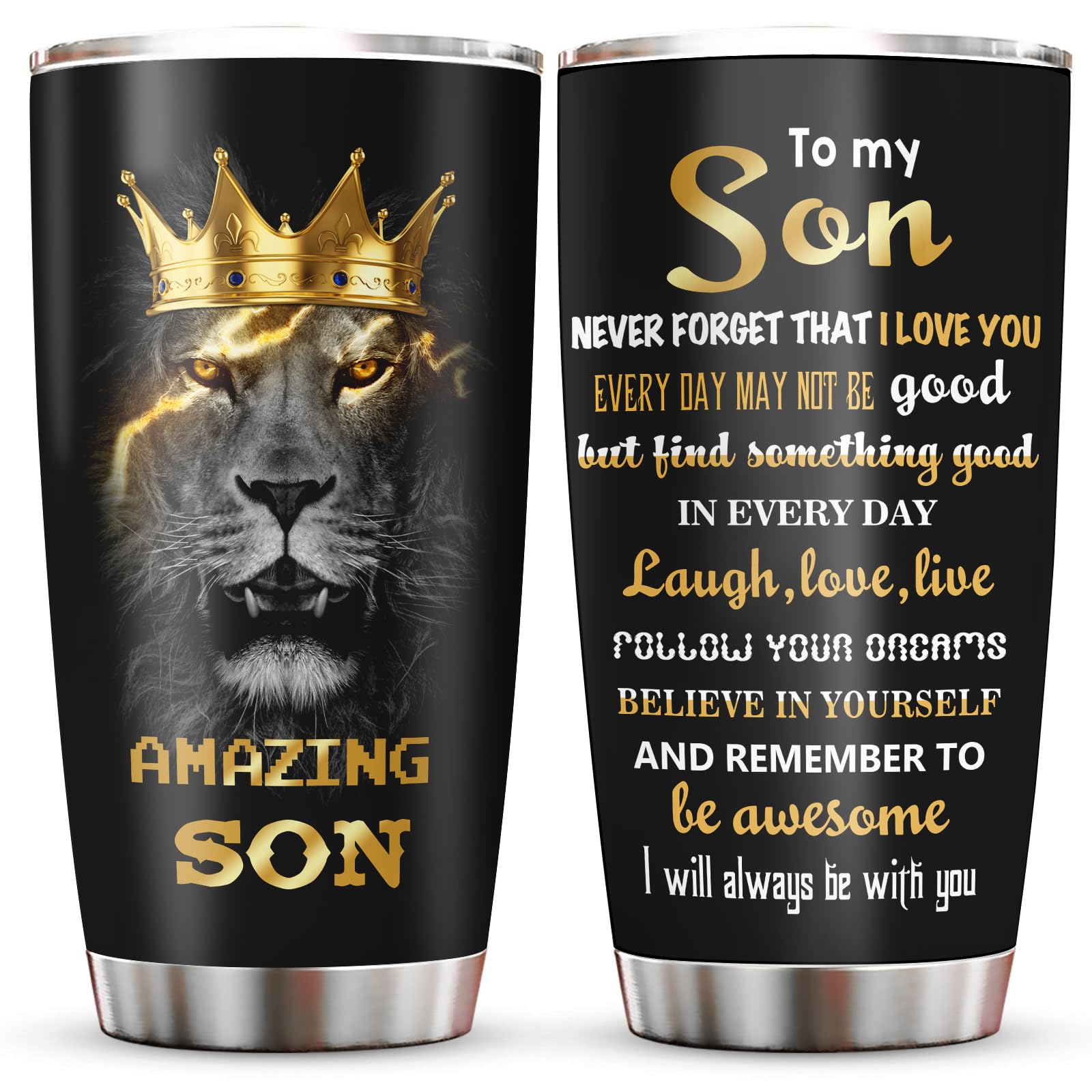 Muizon To My Son Gifts 20Oz Coffee Tumblers - Dad/Mom Gifts For Grown Sons - Birthday Gift Idea