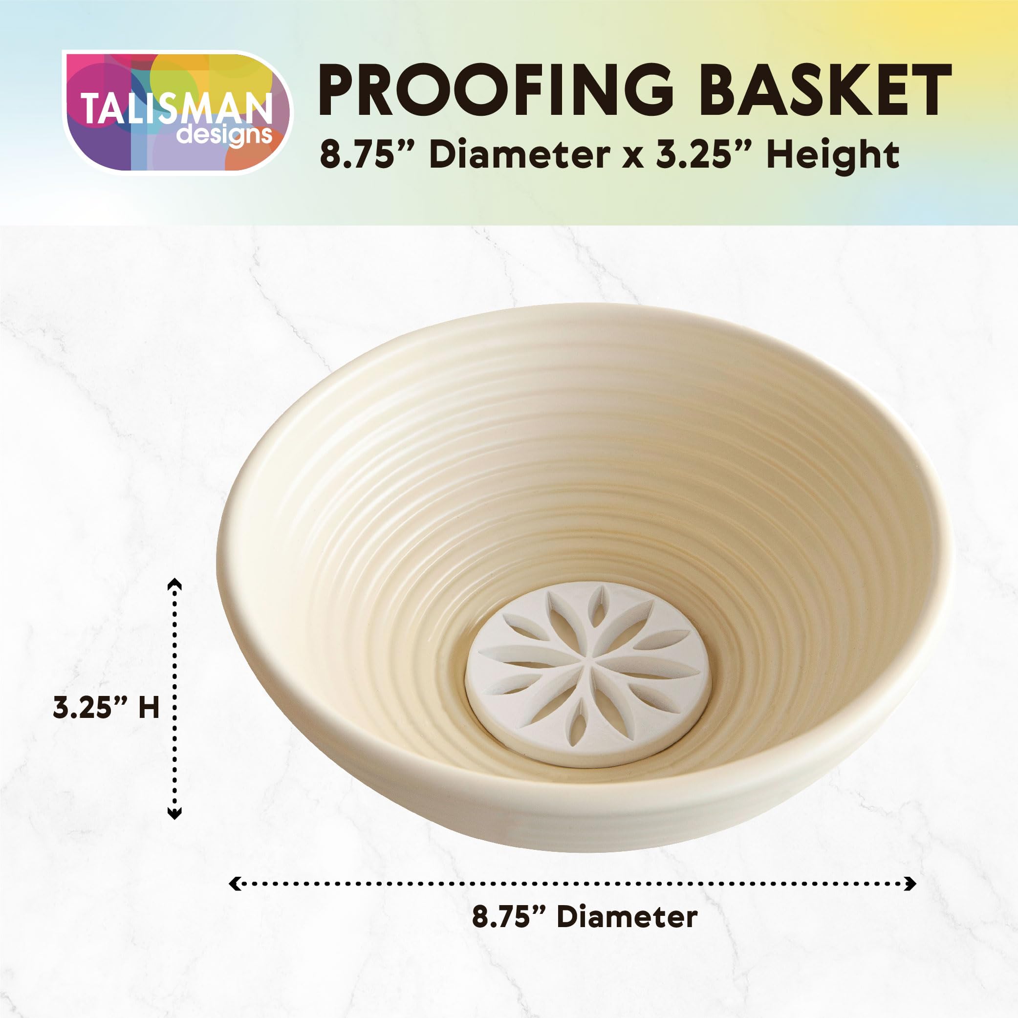 Talisman Designs Decorating Embosser | 9-Inch Warmer Basket | Dough Proofing, Box Bowls | Create, Perfect Crust & Shaped Bread L